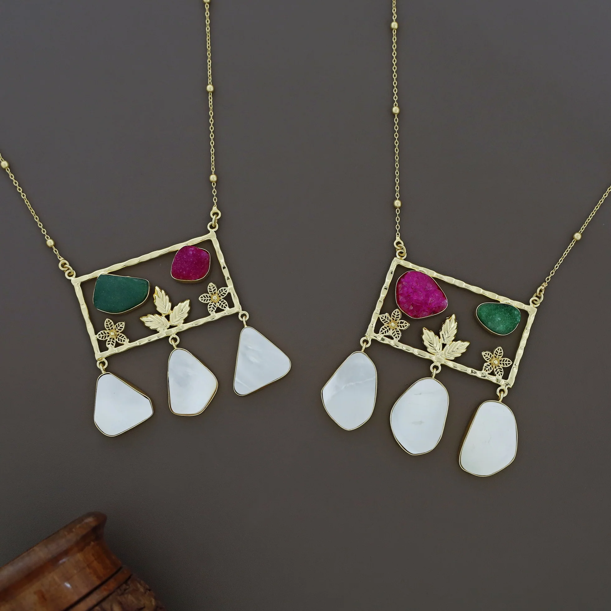 Irya Golden Leaf Druzy + MOP Neckpiece - Image 2