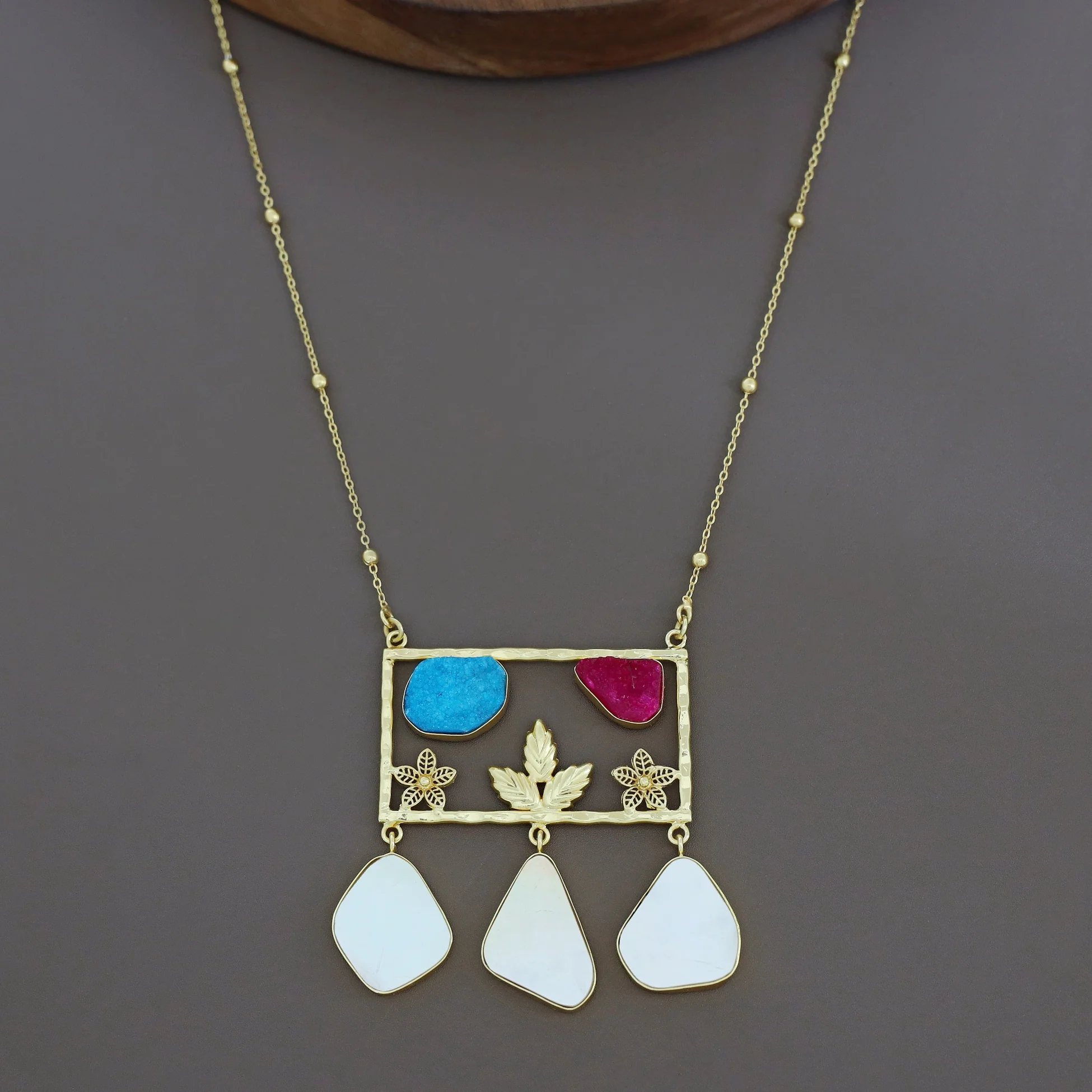 Irya Golden Leaf Druzy + MOP Neckpiece - Image 5