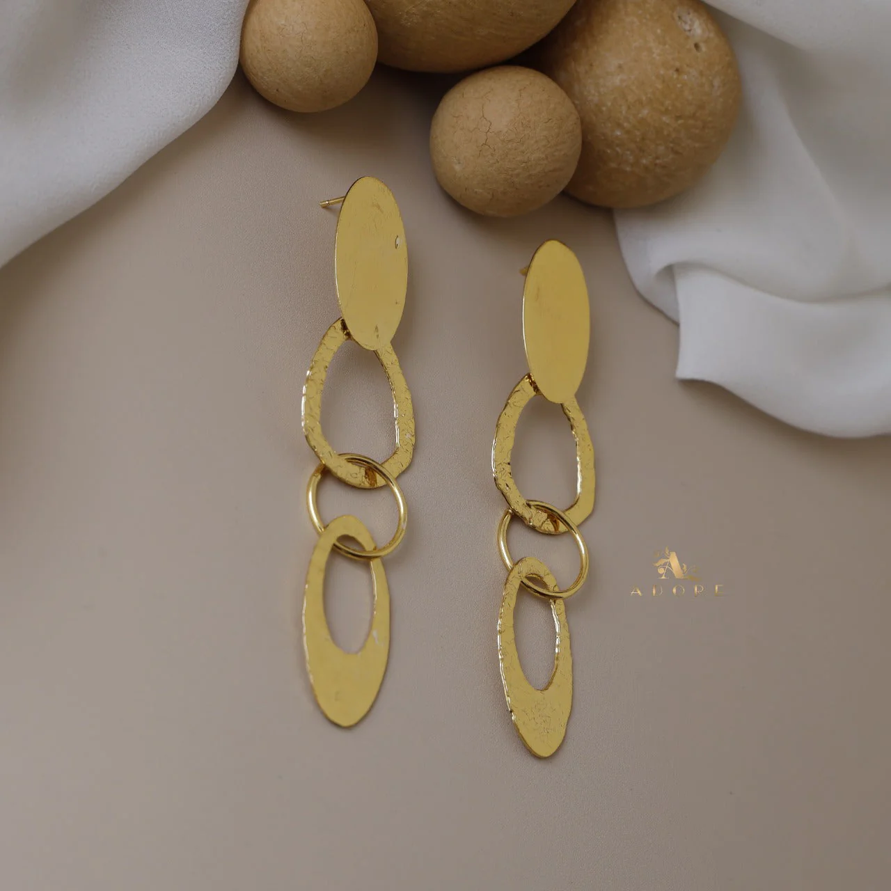 Golden Long Geometric Shape Earring - Image 2