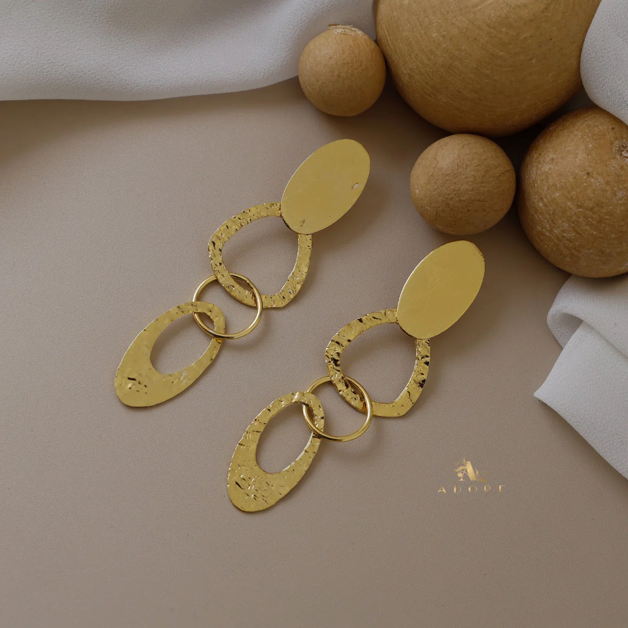 Golden Long Geometric Shape Earring - Image 3