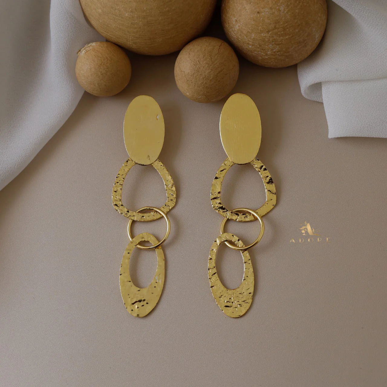 Golden Long Geometric Shape Earring - Image 4