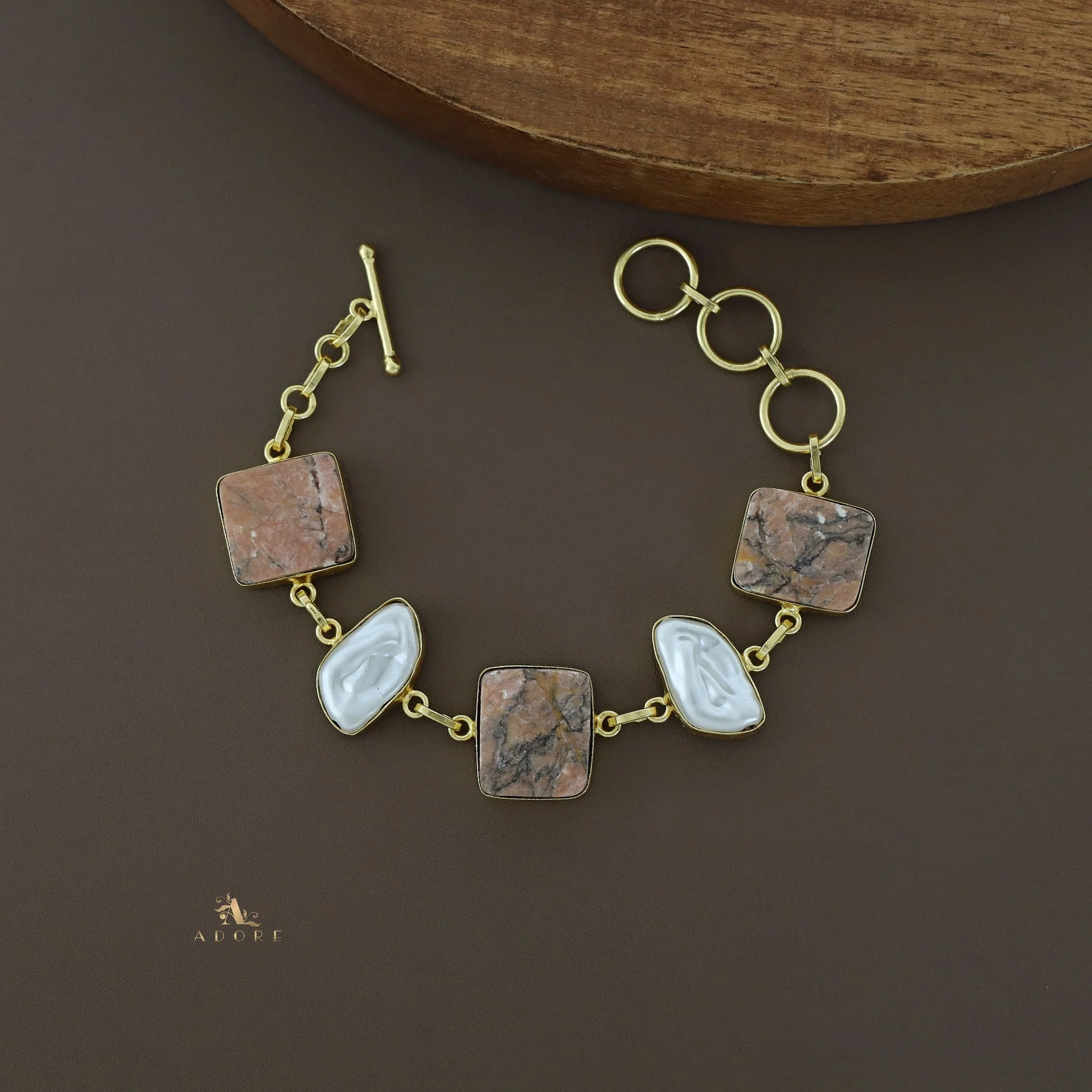 Golden Marble Textured MOP Bracelet - Image 5