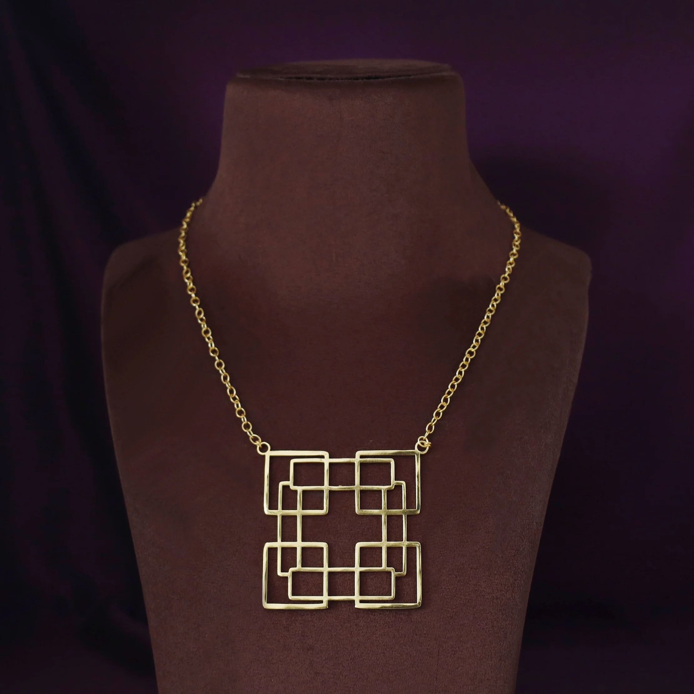 Hiya Golden Square Frame Pendant Neckpiece - Image 2