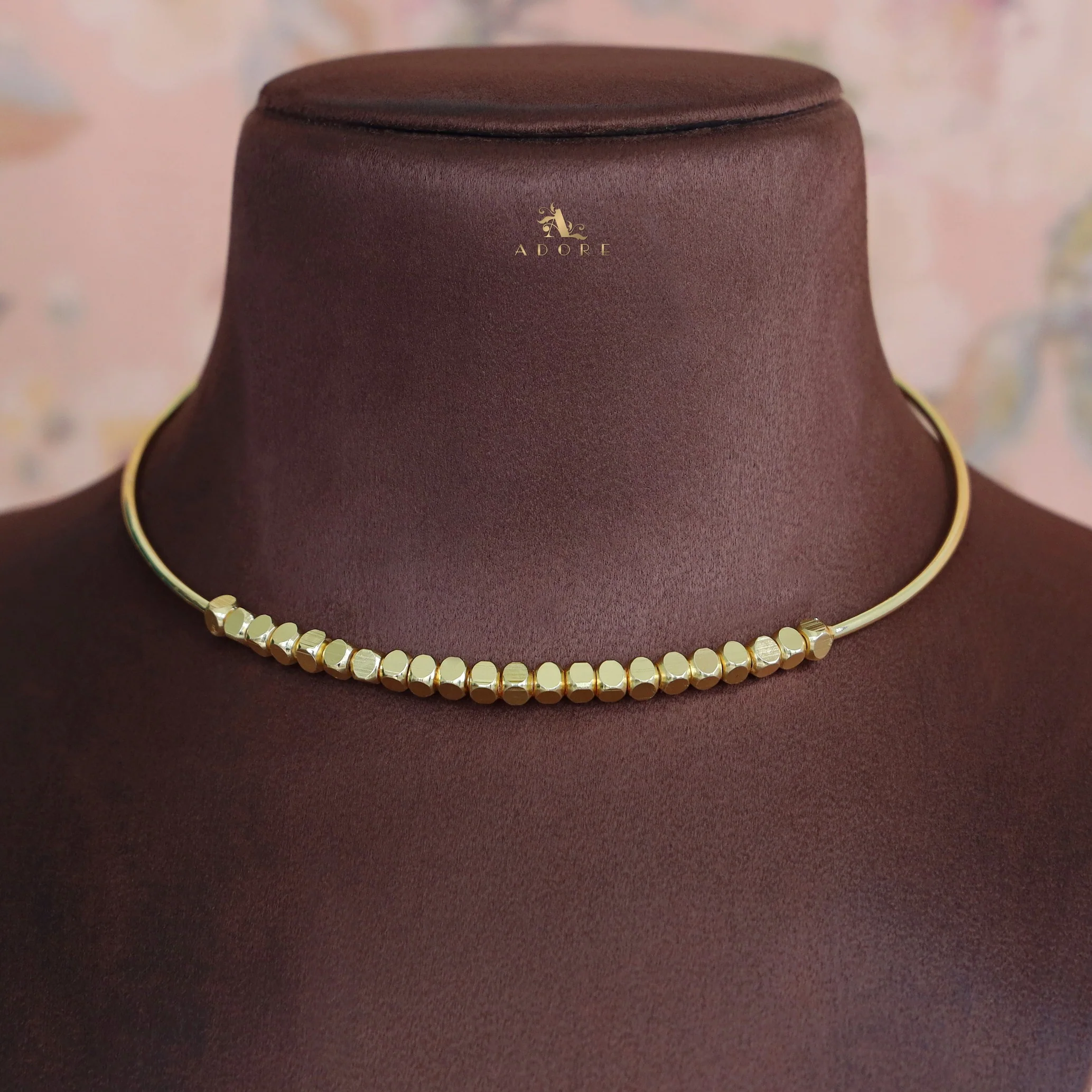 Golden Neck Cuff With Mini Cubes - Image 3