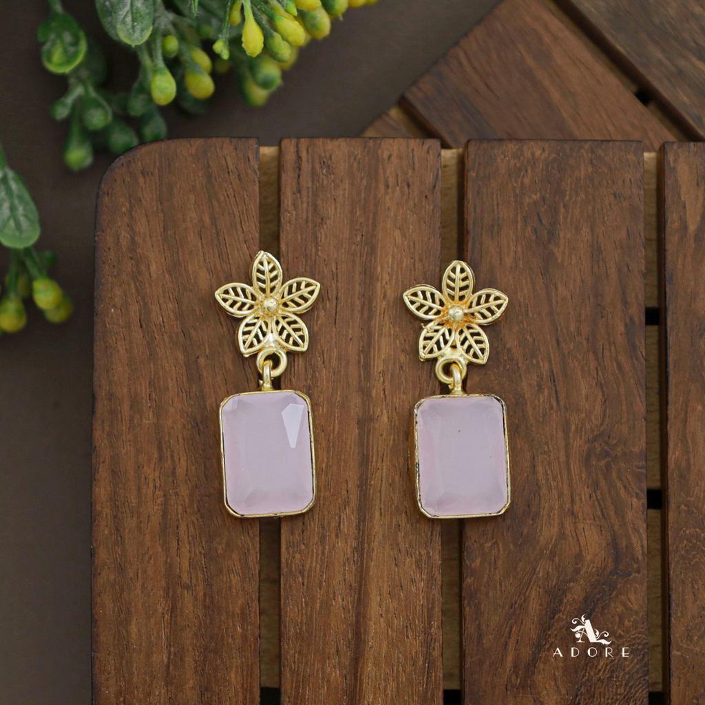 Golden Night Flower Glossy Rectangle Earring - Image 13