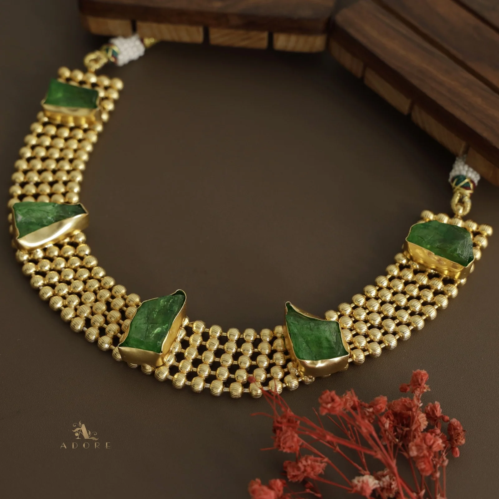 Golden Odelia Dyed Stone Short Neckpiece / Choker - Image 5