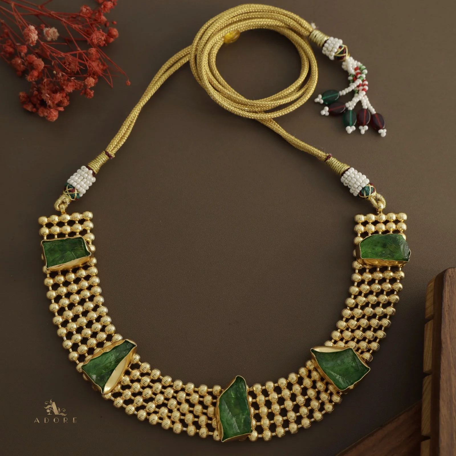 Golden Odelia Dyed Stone Short Neckpiece / Choker - Image 6