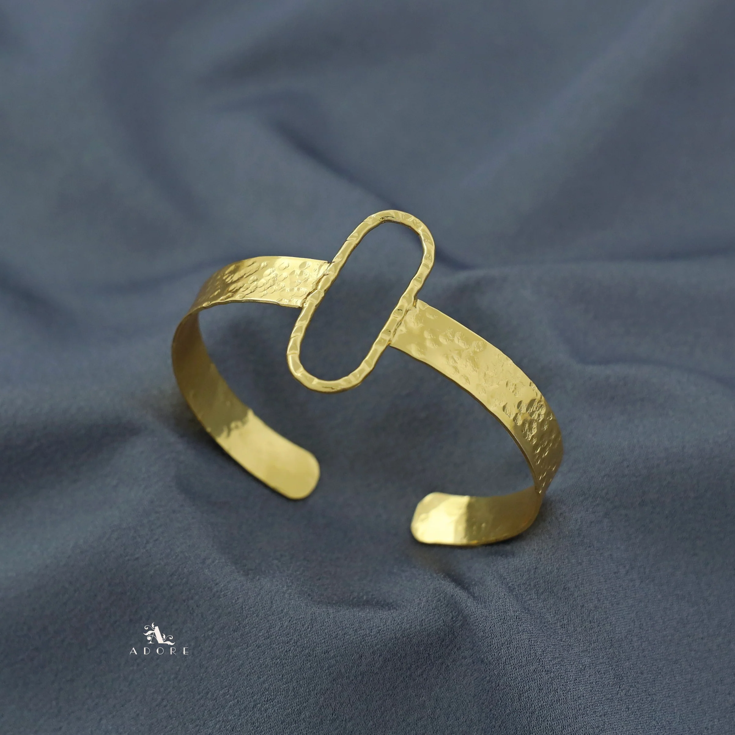 Golden Oval Textured Bangle - Image 2