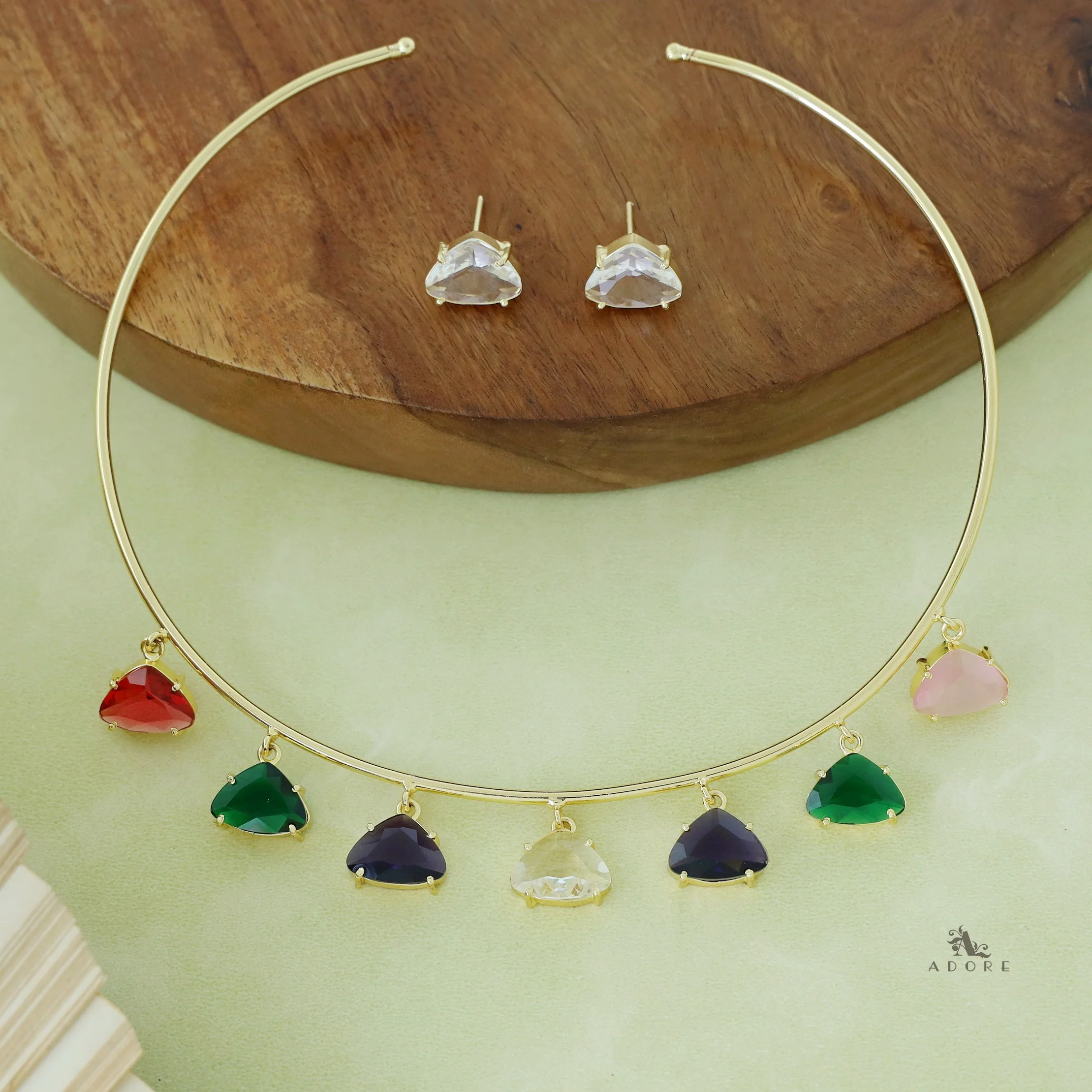Golden Penta Glossy Claw Neck Cuff With Stud - Image 2