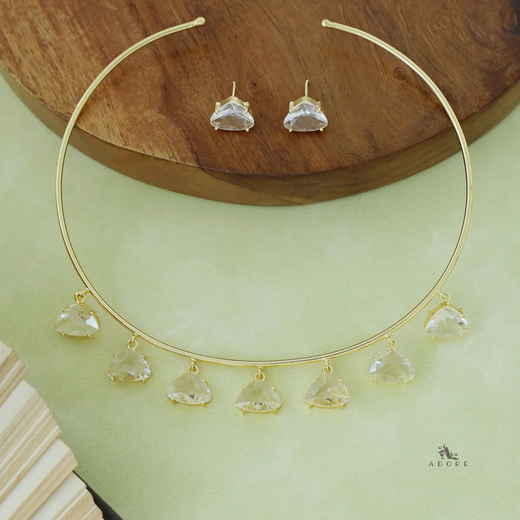 Golden Penta Glossy Claw Neck Cuff With Stud - Image 6
