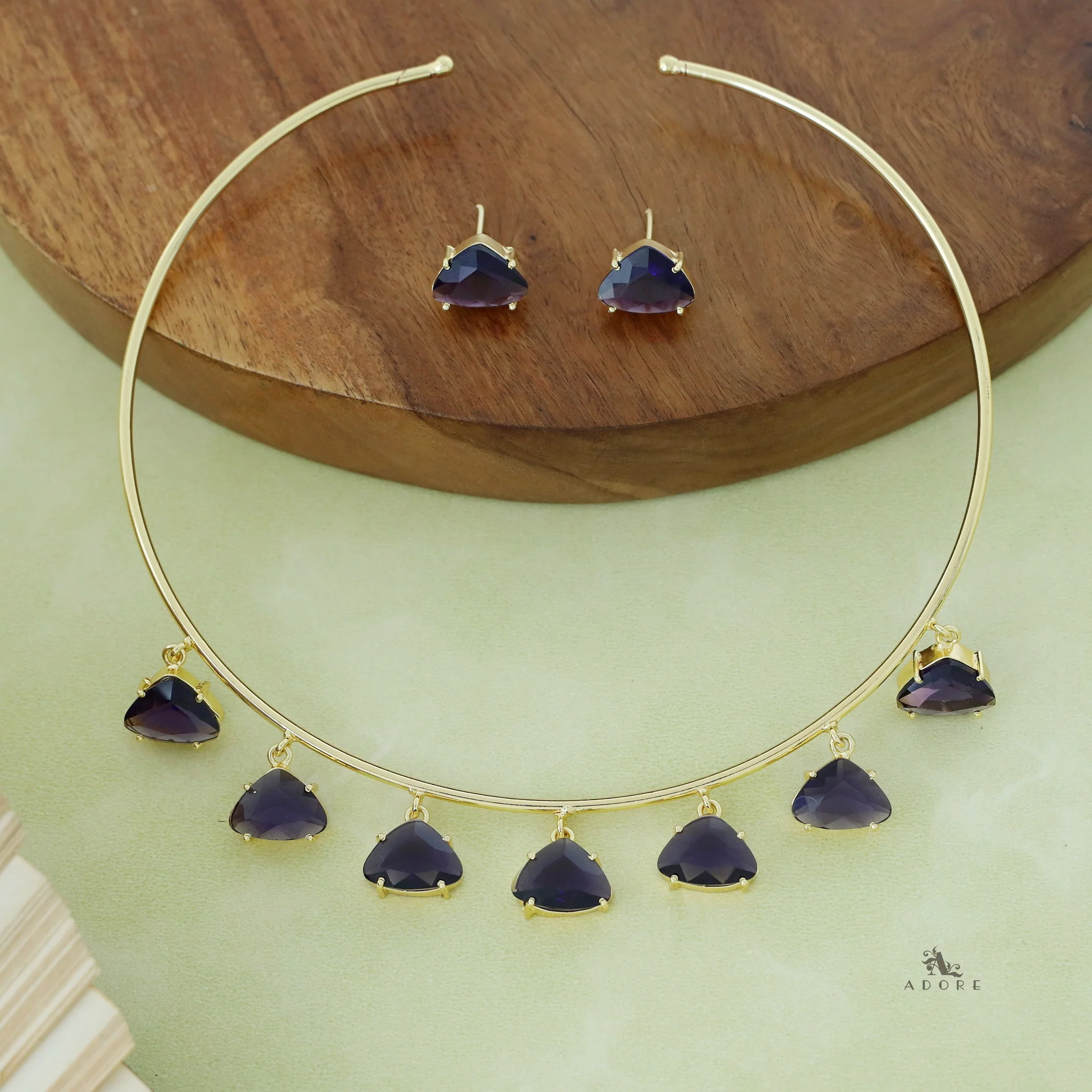 Golden Penta Glossy Claw Neck Cuff With Stud - Image 7