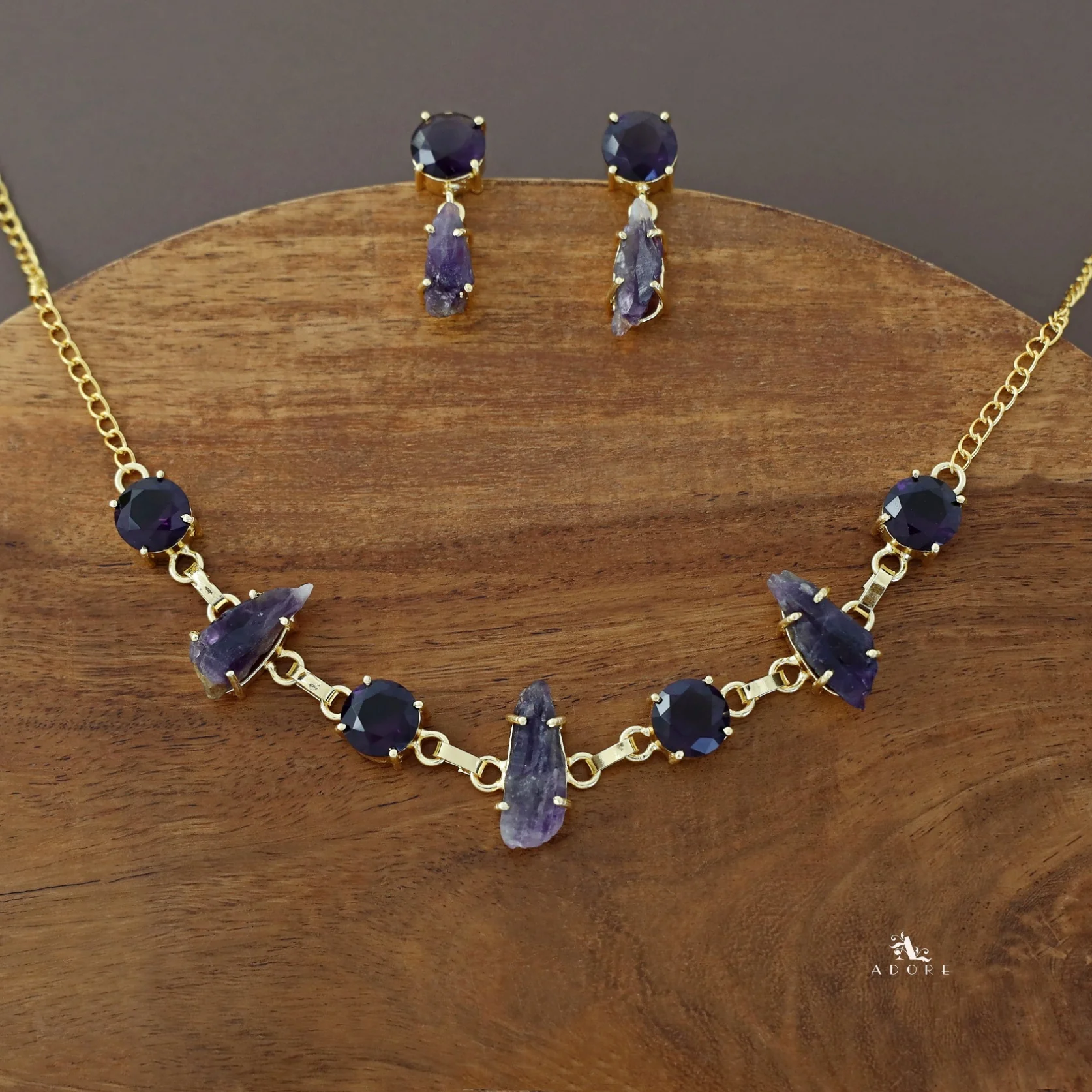 Raw Stone + Glossy Claw Neckpiece With Earring - Image 4