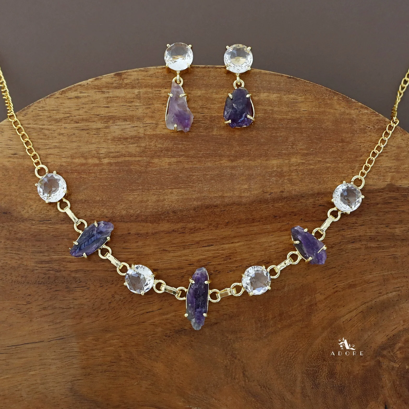 Raw Stone + Glossy Claw Neckpiece With Earring - Image 5