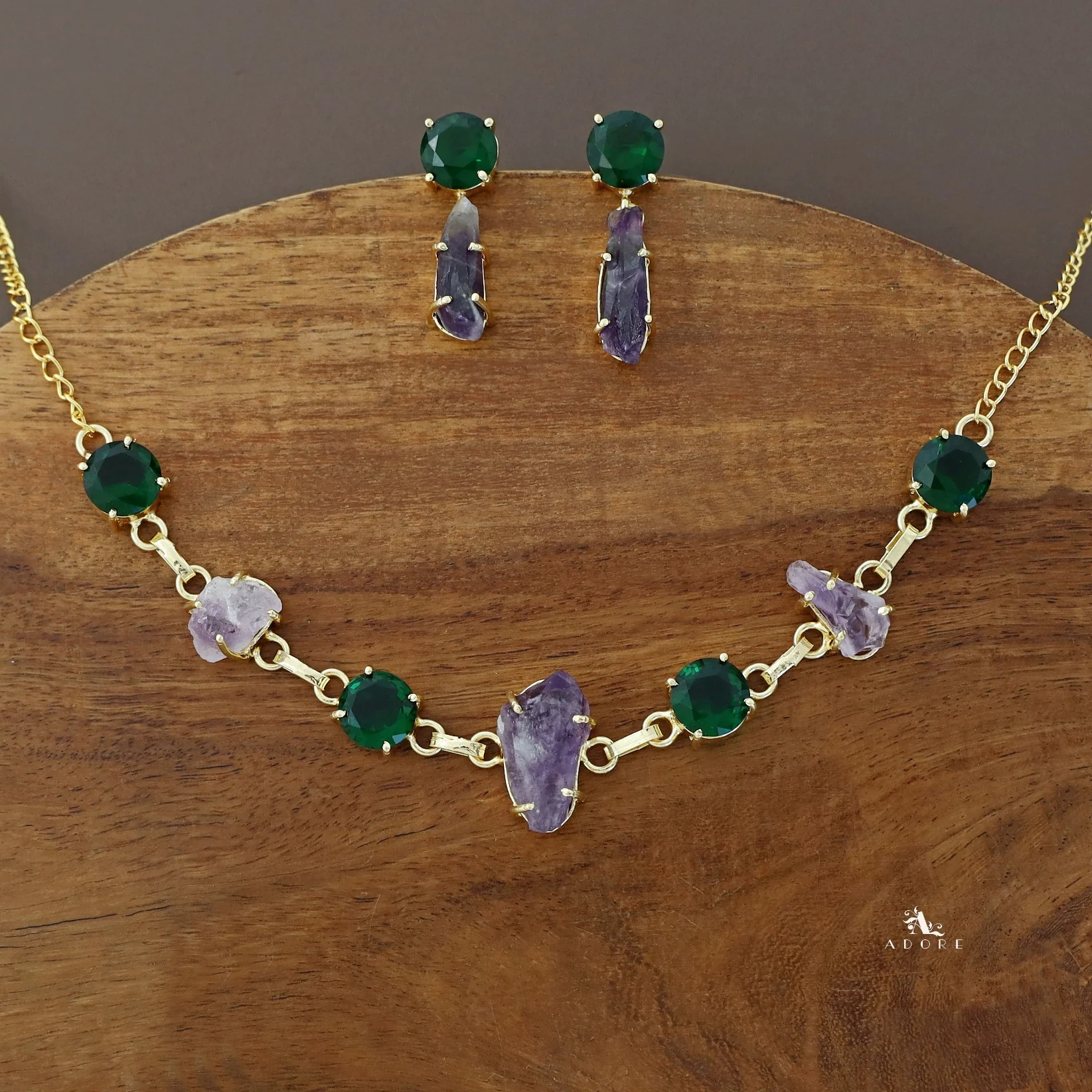 Raw Stone + Glossy Claw Neckpiece With Earring - Image 6