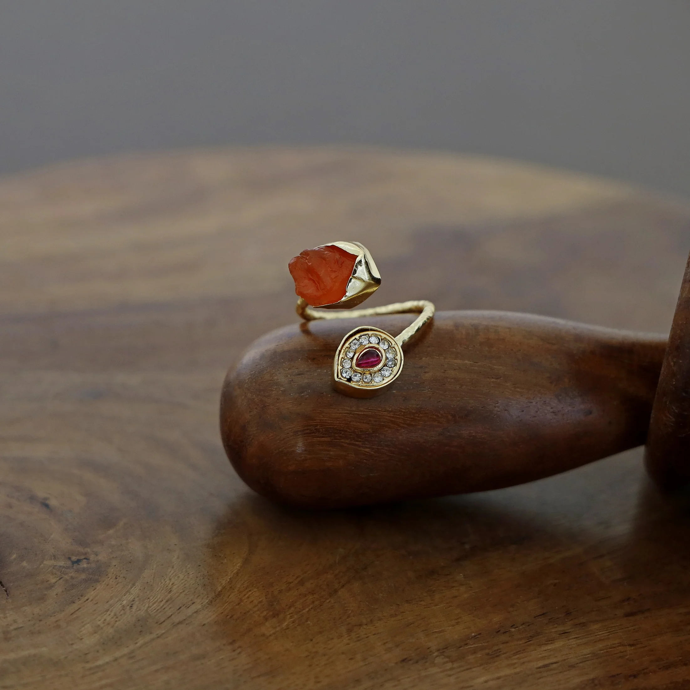 Anu Golden Raw Stone + Glossy Ring - Image 10