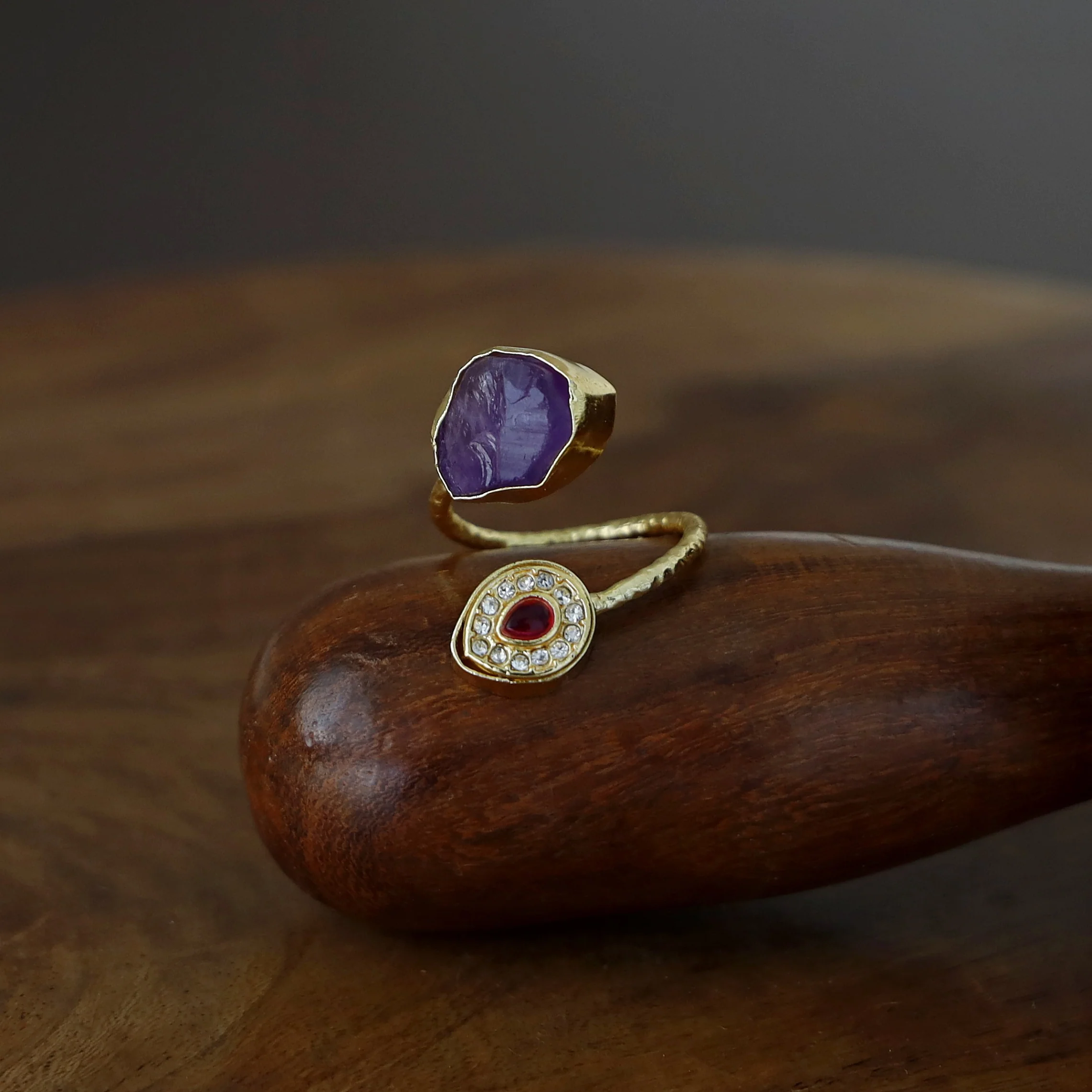 Anu Golden Raw Stone + Glossy Ring - Image 5