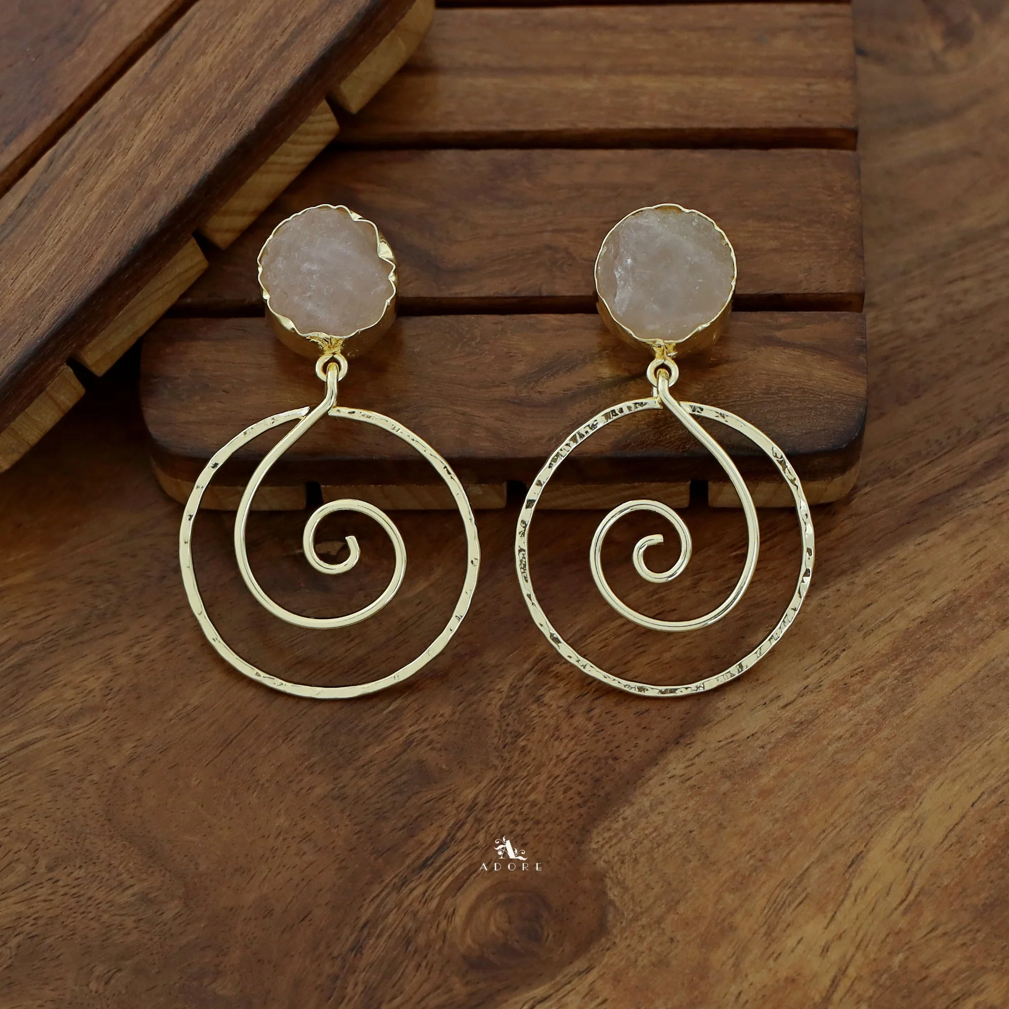 Golden Raw Stone Spiral Earring - Image 12