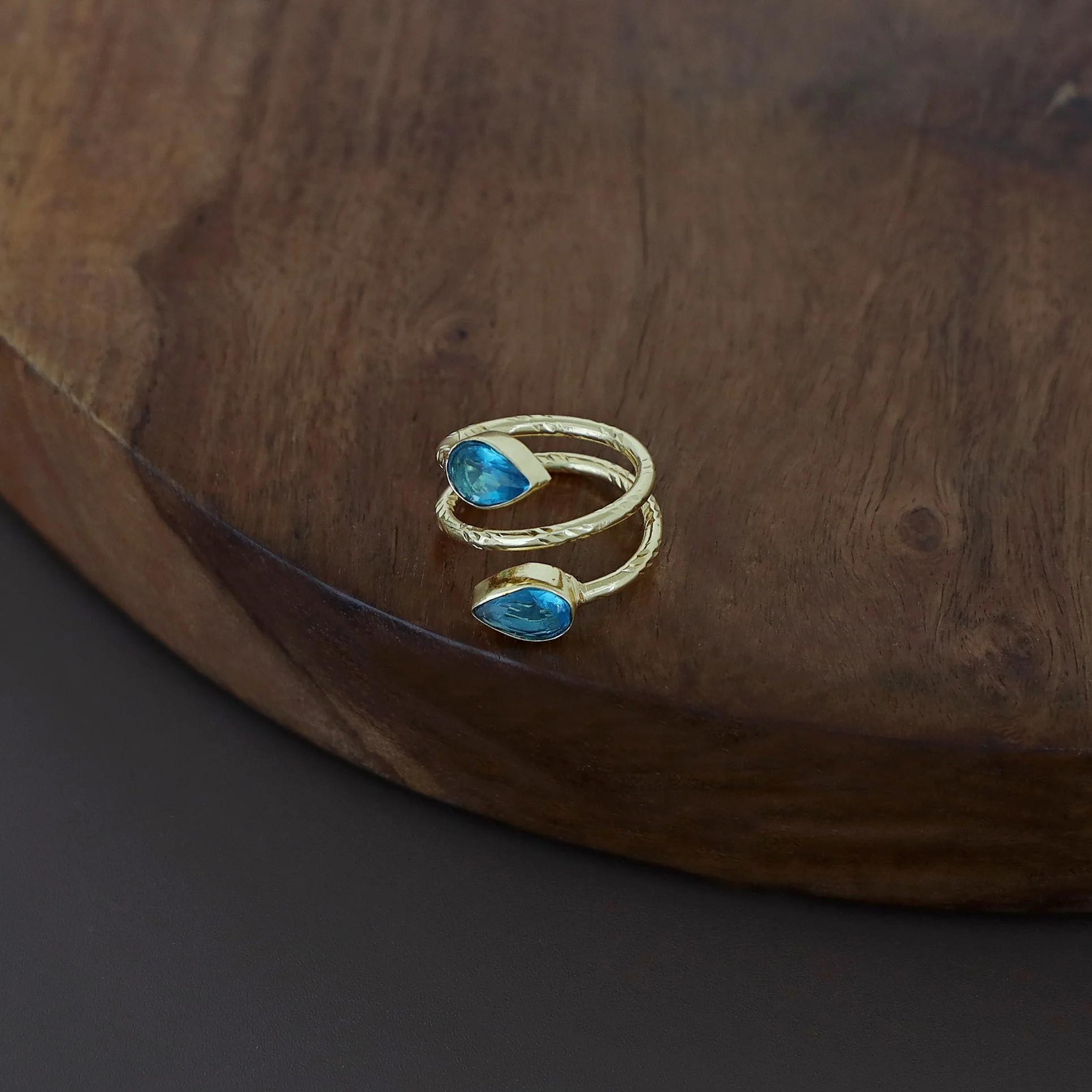 Golden Spiral Dew Drop Glossy Ring - Image 11