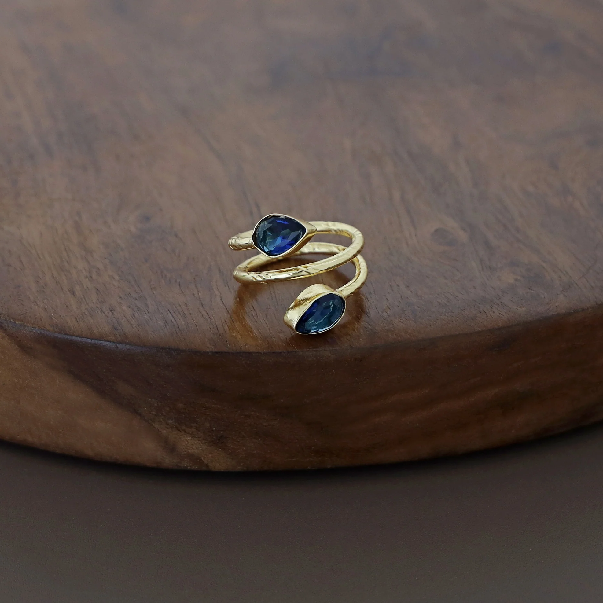 Golden Spiral Dew Drop Glossy Ring - Image 5