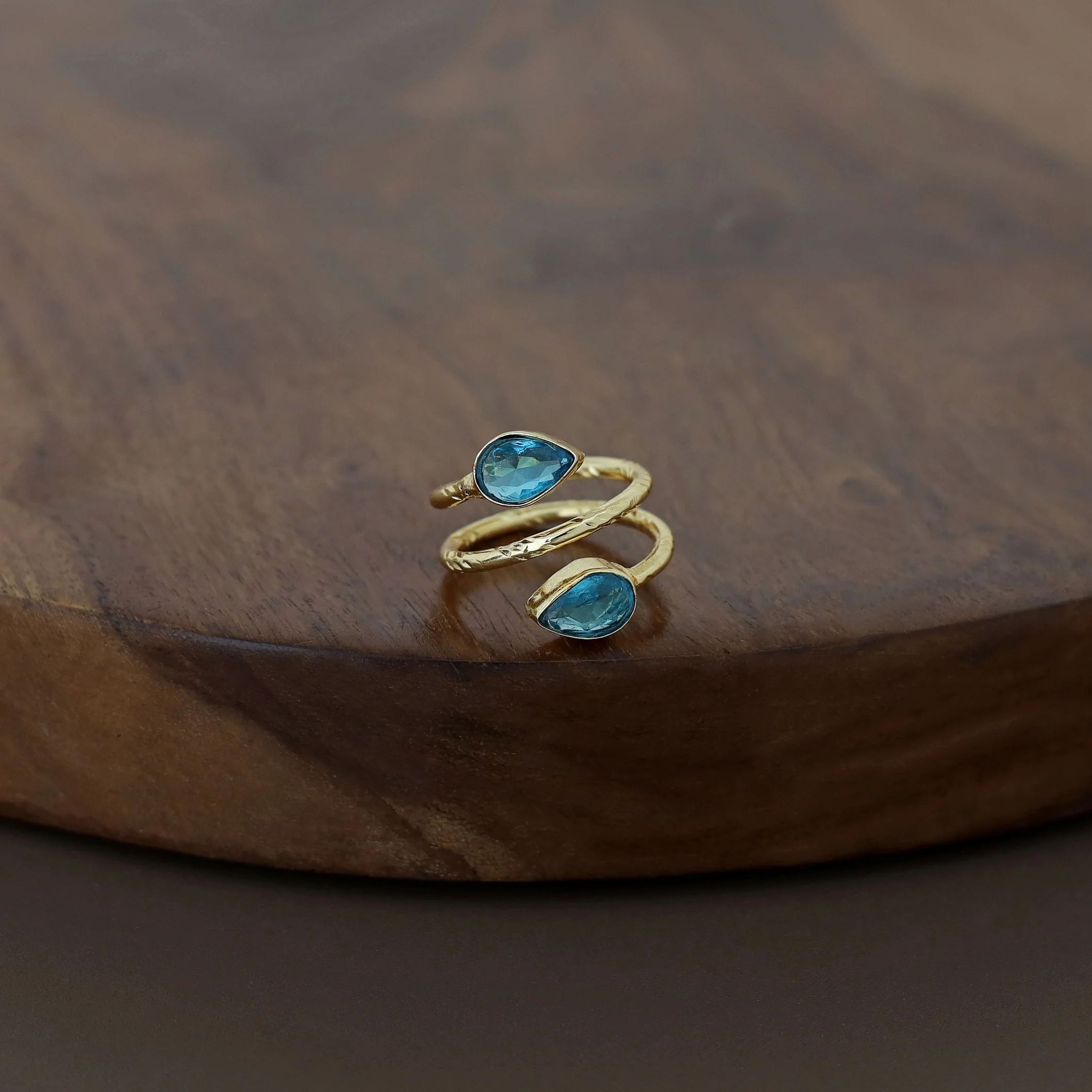 Golden Spiral Dew Drop Glossy Ring - Image 7