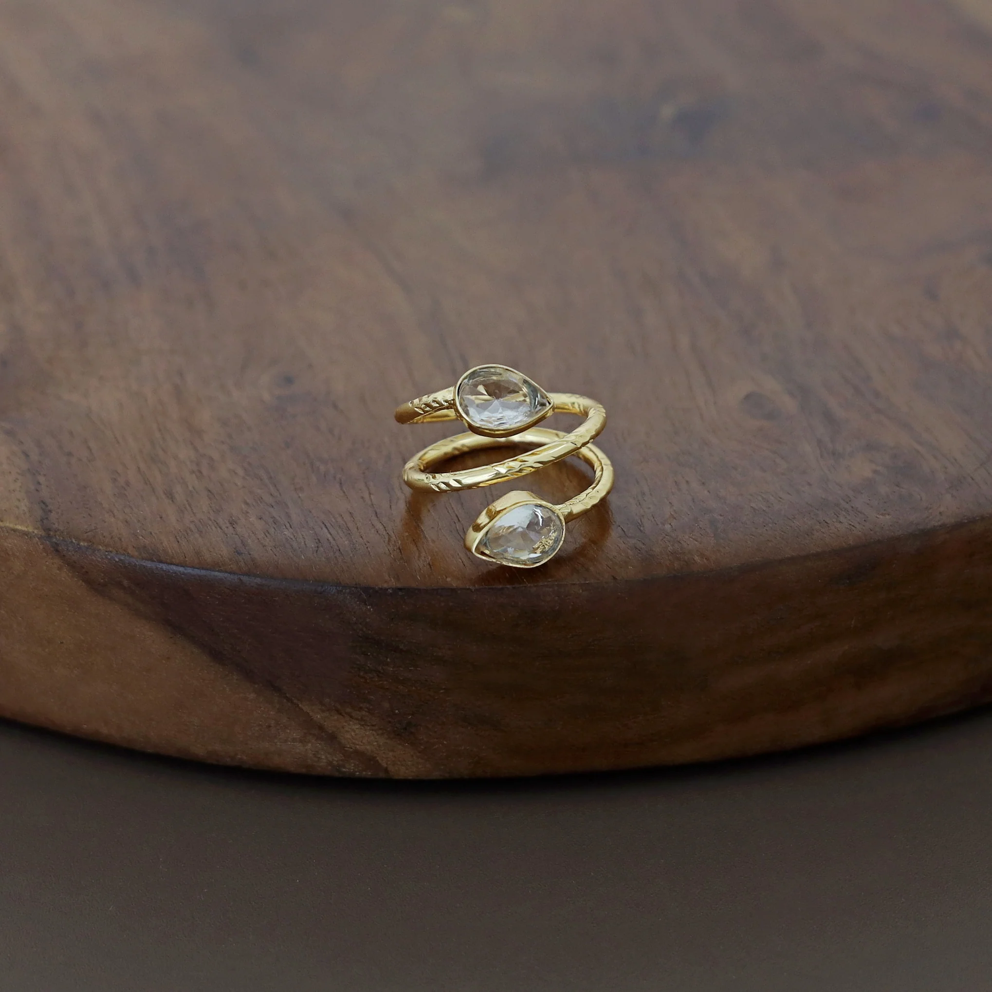 Golden Spiral Dew Drop Glossy Ring - Image 8