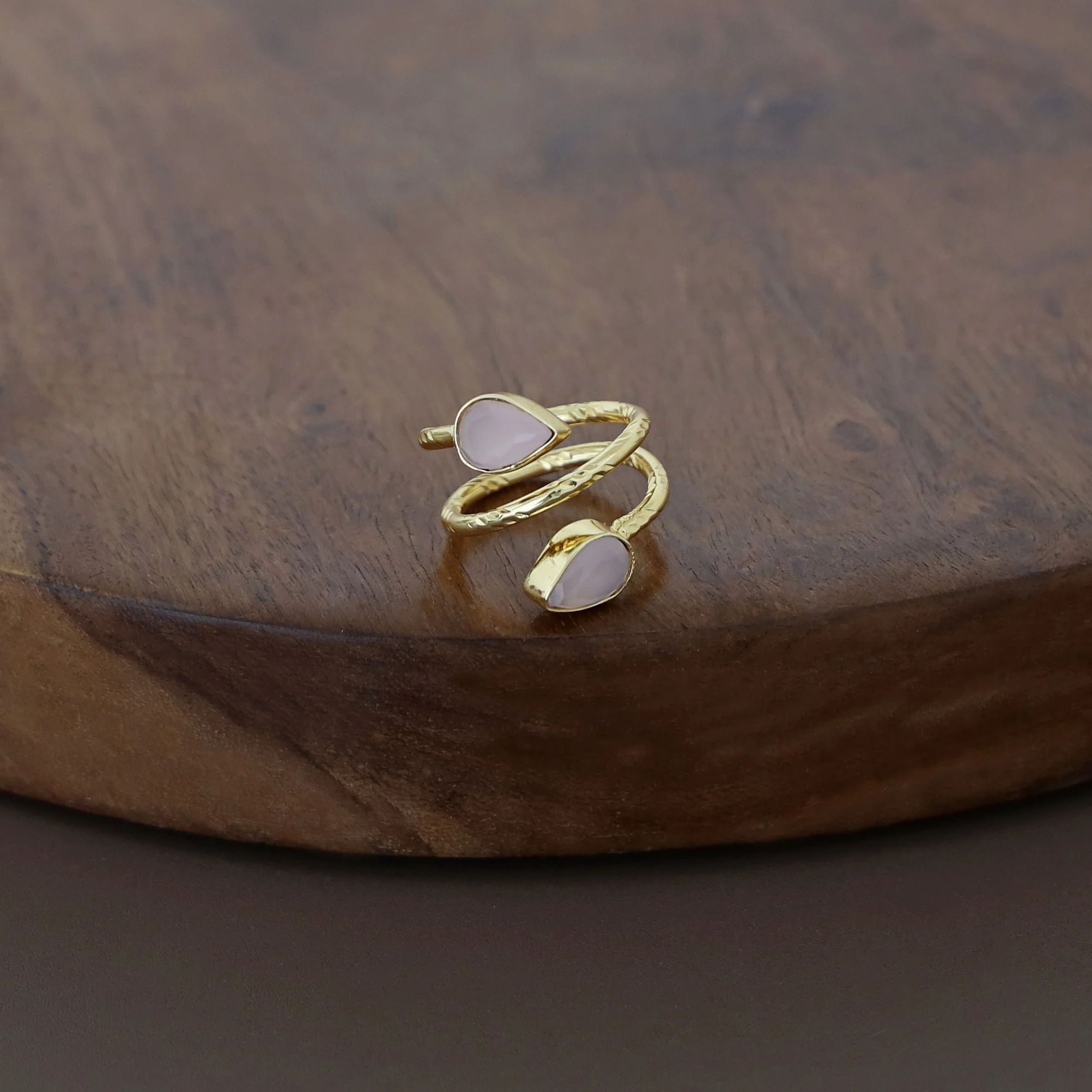 Golden Spiral Dew Drop Glossy Ring - Image 9