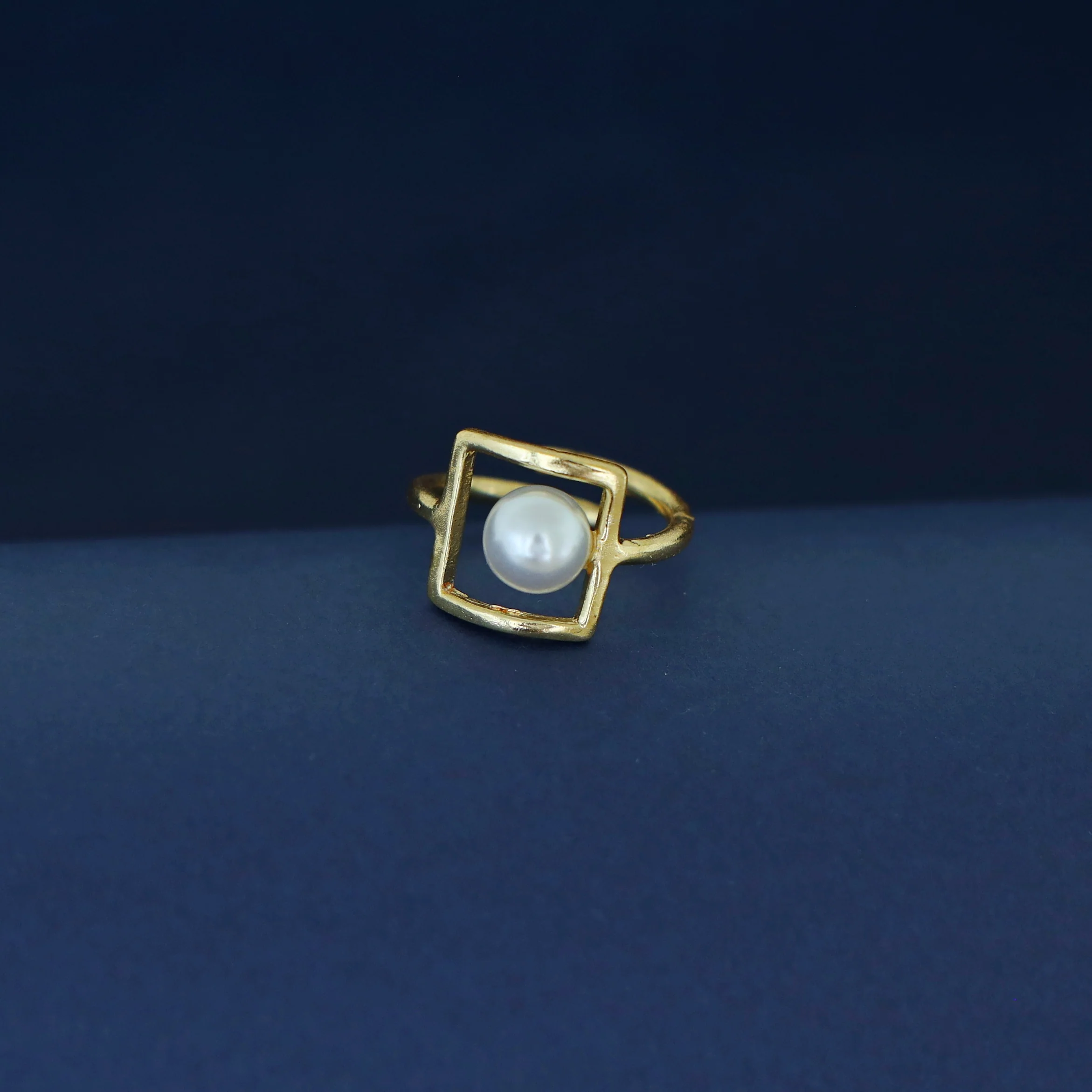 Tripti Golden Square Pearl Ring - Image 2