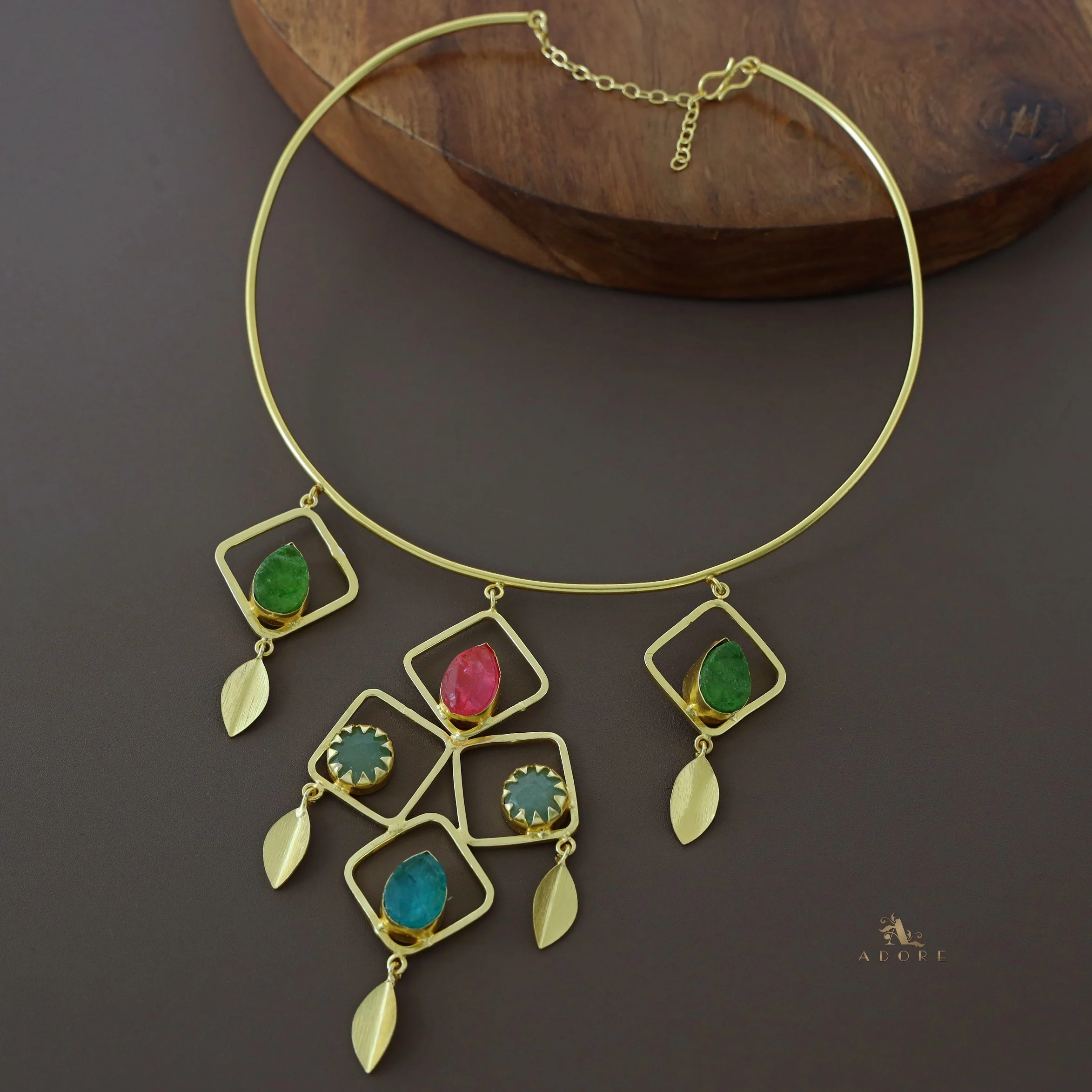 Golden Square Stack Dyed Stone Neck Cuff - Image 4