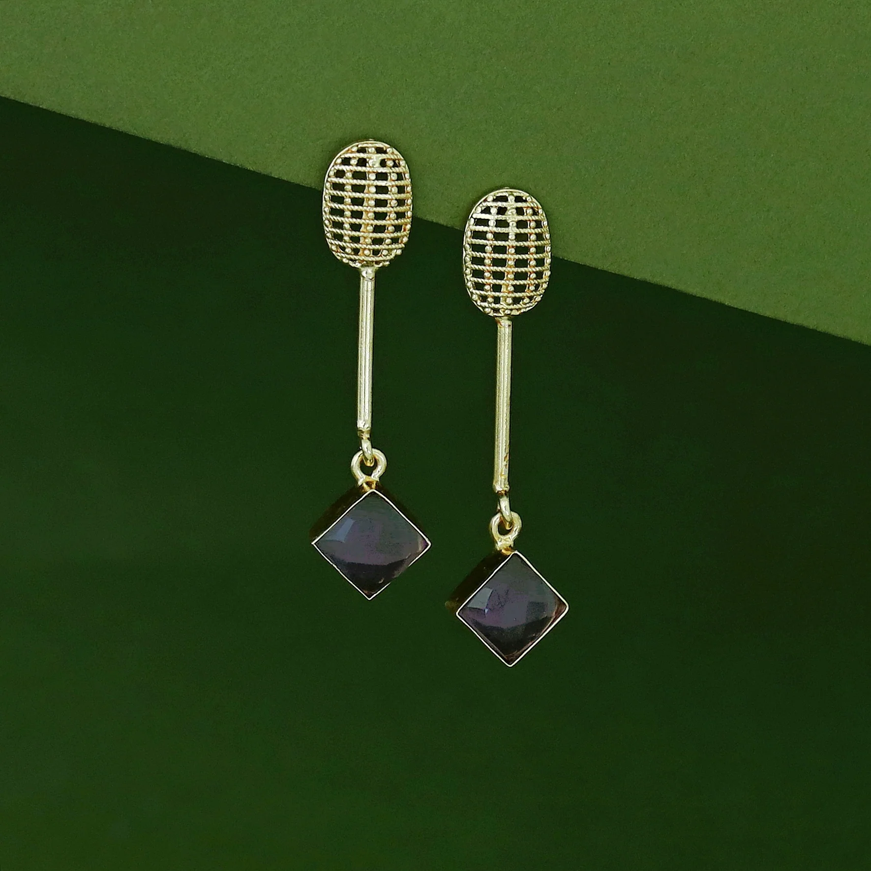Bonnie Golden Stick Glossy Stone Earring - Image 2