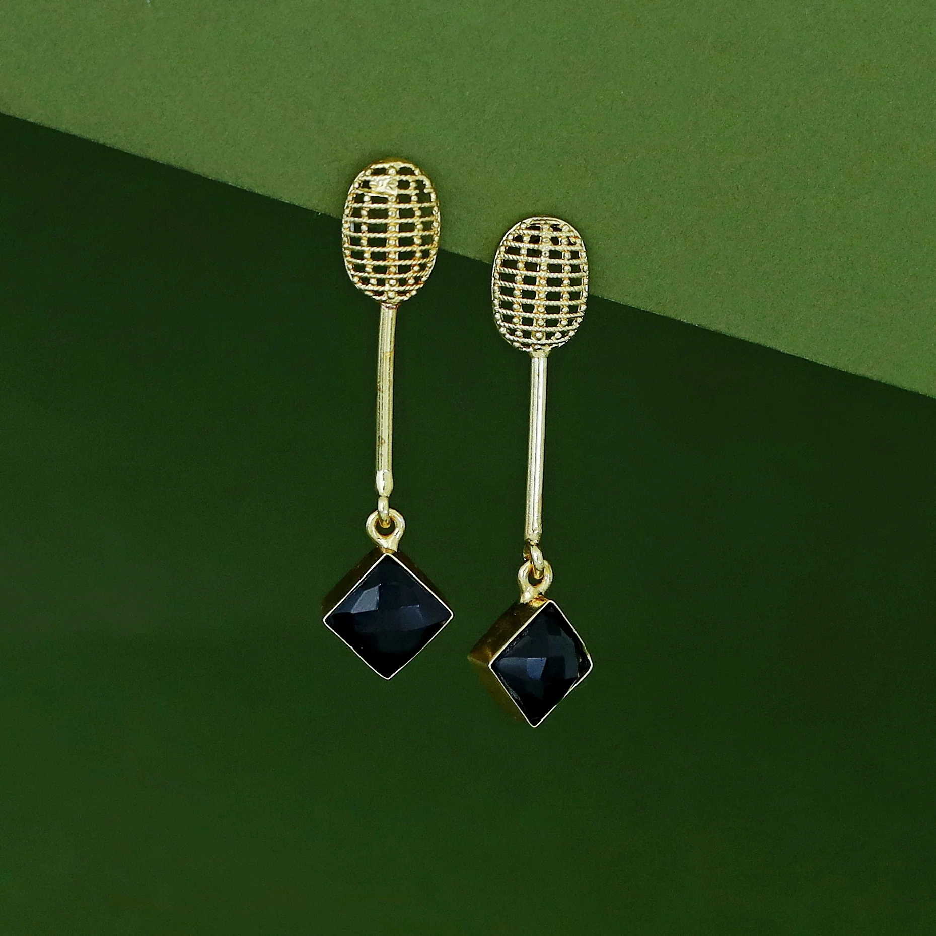 Bonnie Golden Stick Glossy Stone Earring - Image 3