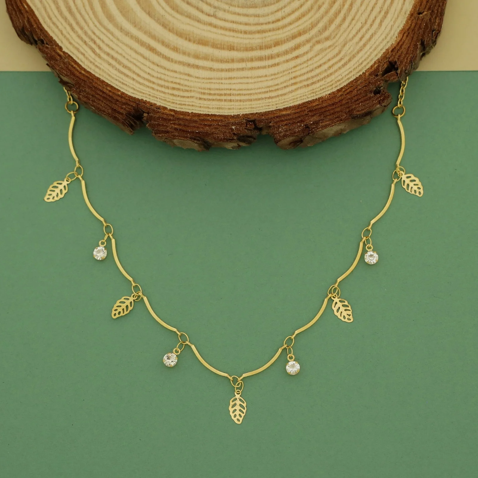 Golden Stick Hanging Star Glossy Stone Neckpiece - Image 2