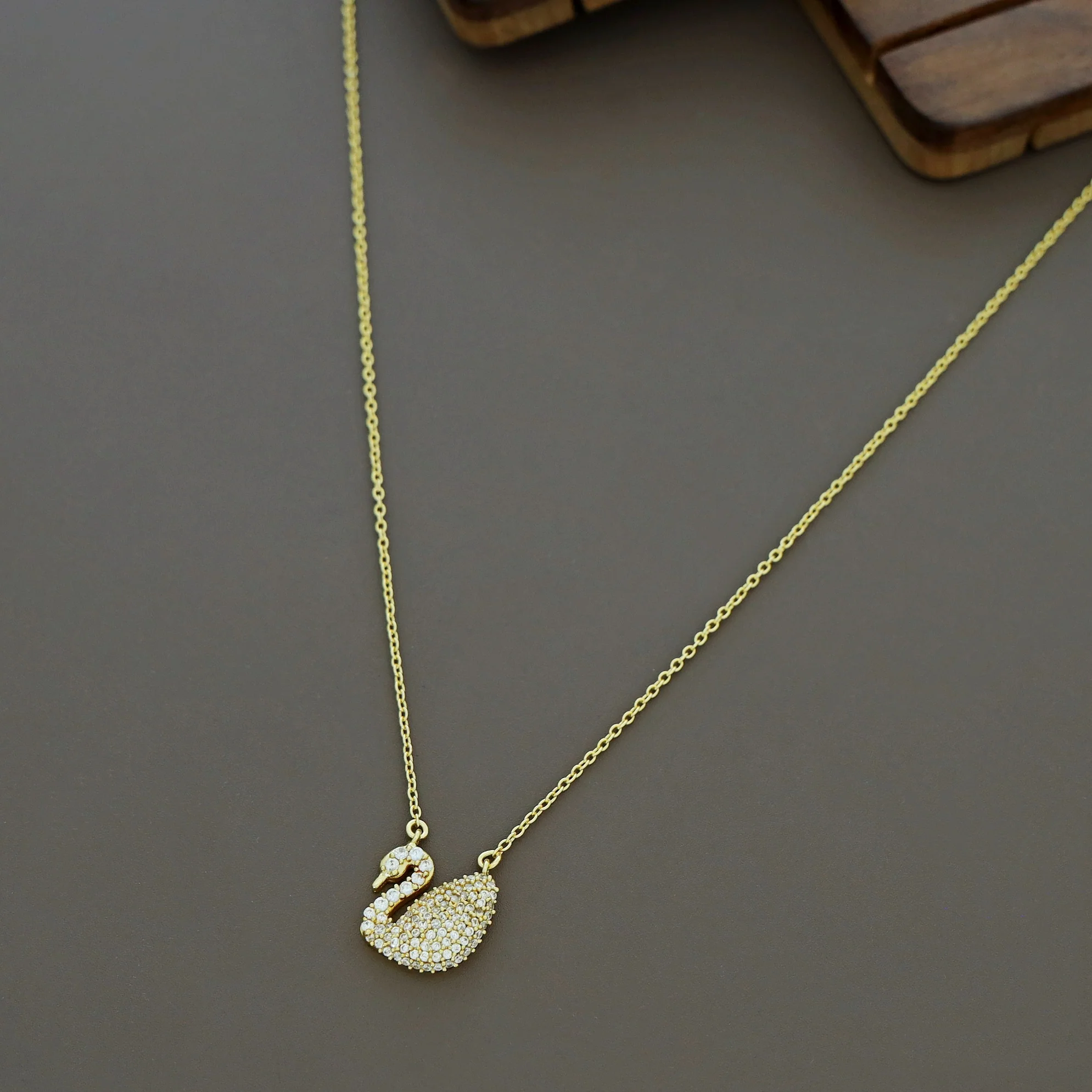 Golden Swan Pendant AD Stone Neckpiece - Image 3
