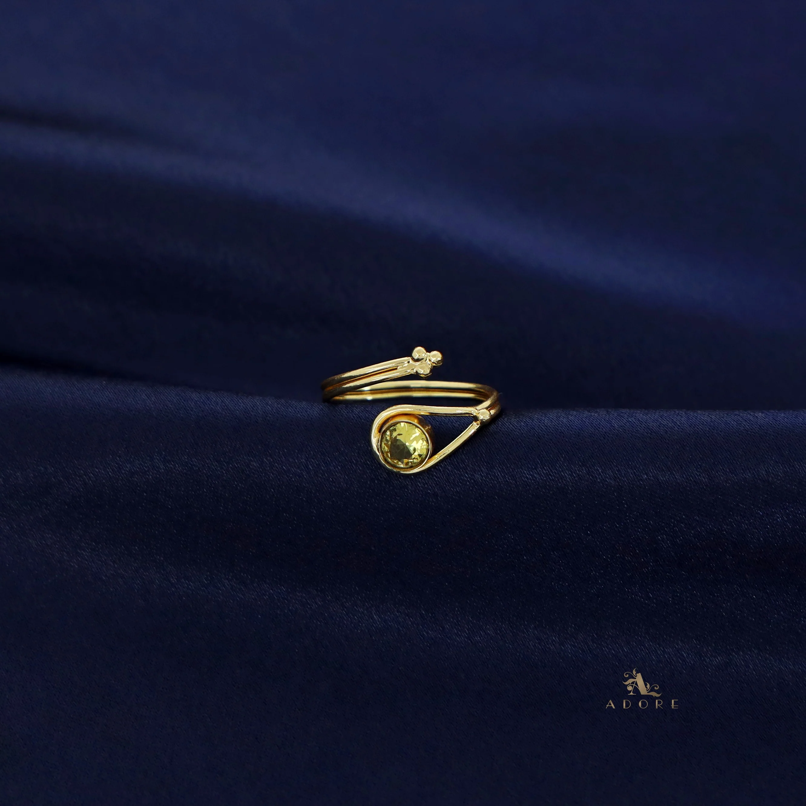 Golden Swirl Glossy Round Ring - Image 11