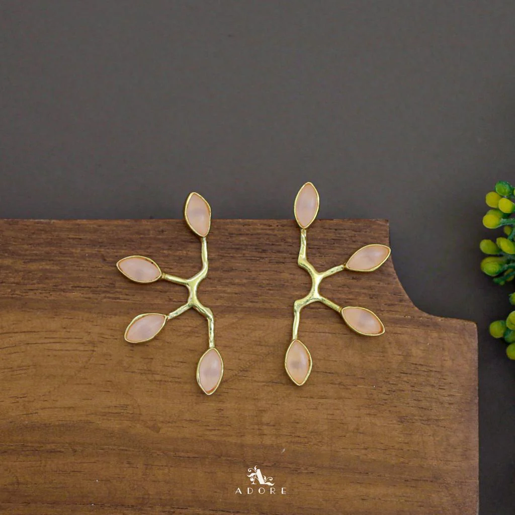 Golden Tetra Glossy Half Flower Earring - Image 2