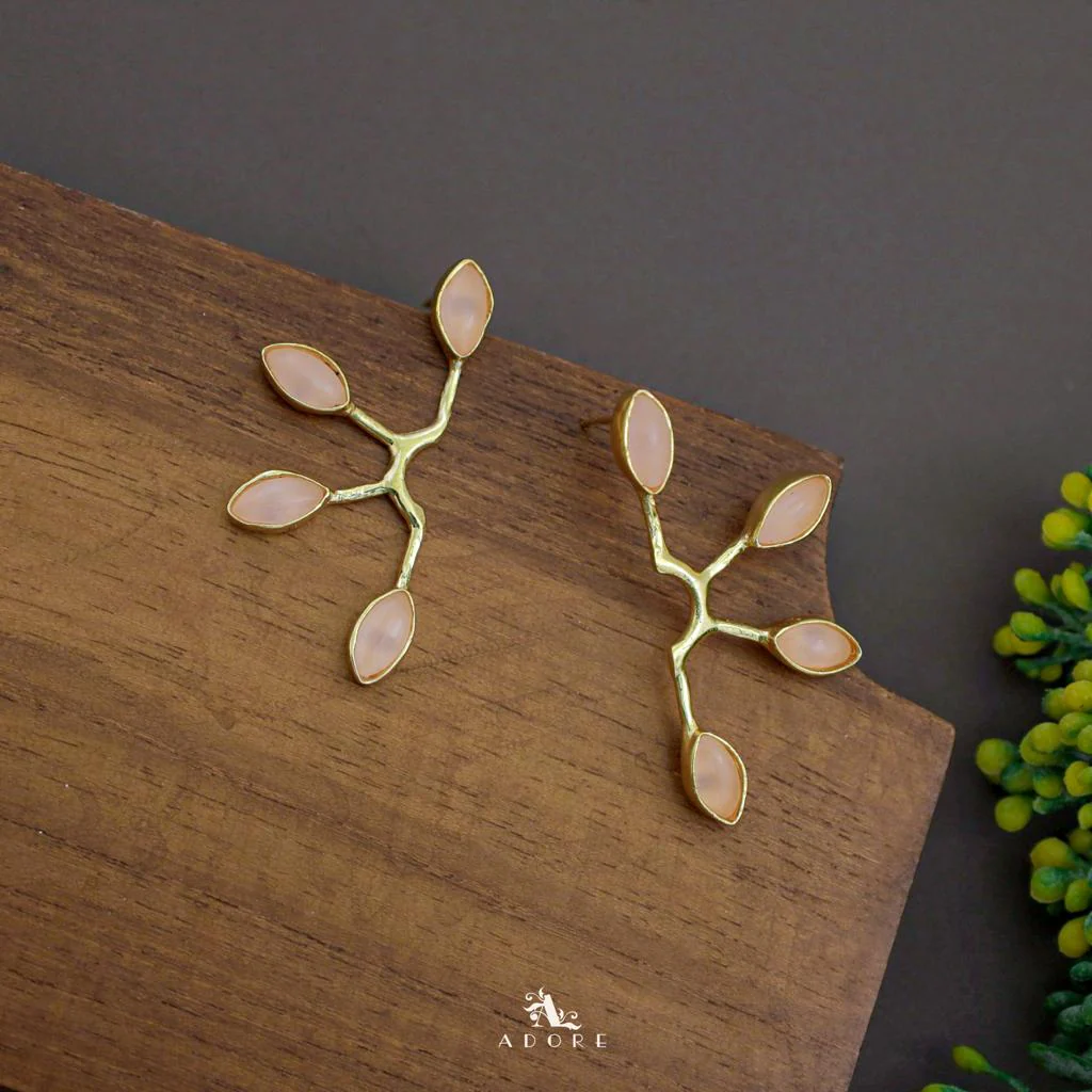 Golden Tetra Glossy Half Flower Earring - Image 3
