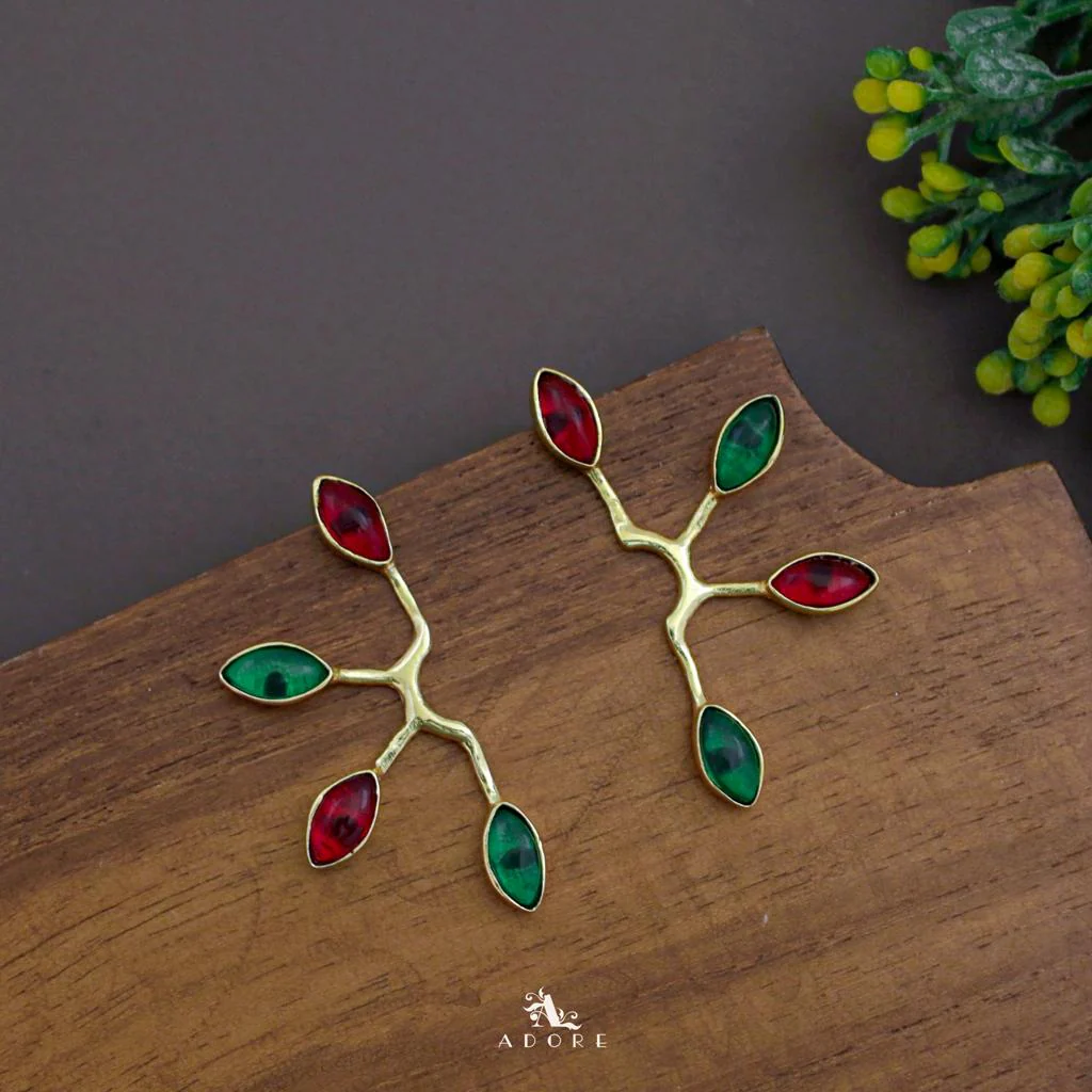 Golden Tetra Glossy Half Flower Earring - Image 5