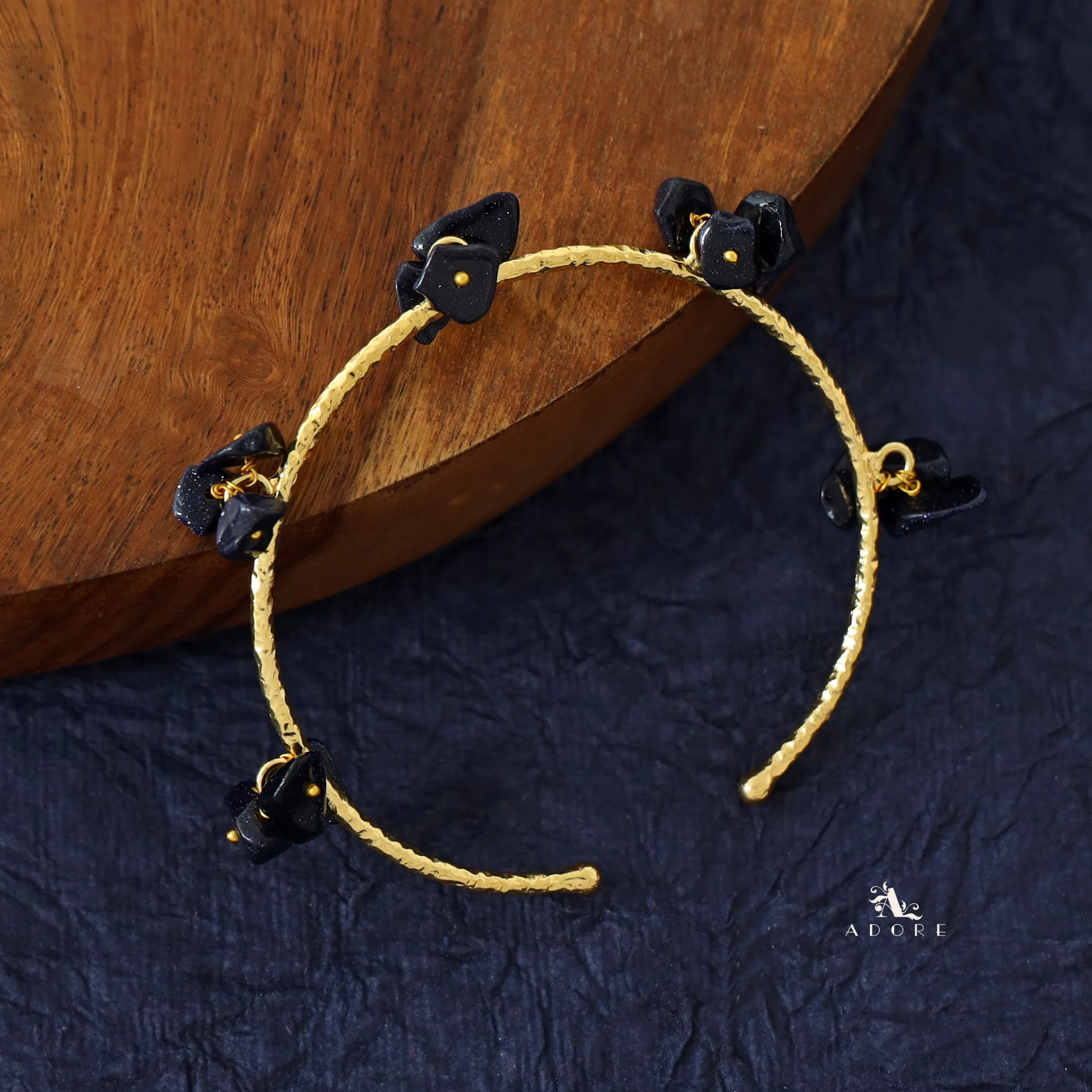 Golden Textured Cluster Stone Bangle - Image 11