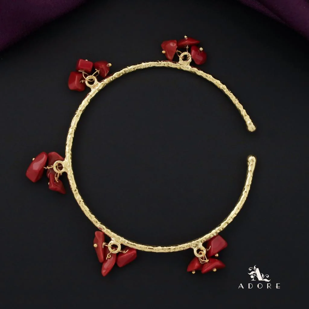 Golden Textured Cluster Stone Bangle - Image 13