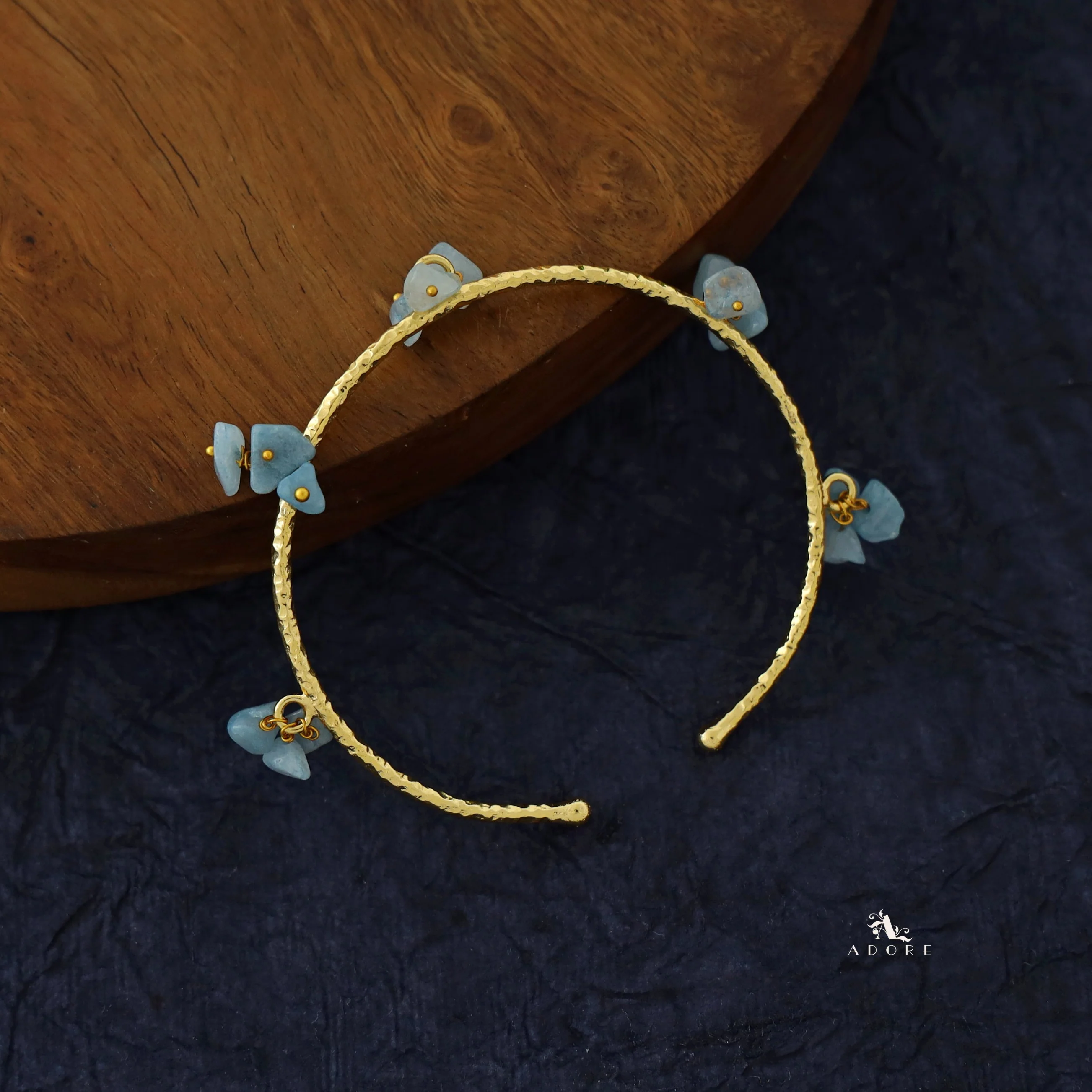 Golden Textured Cluster Stone Bangle - Image 14