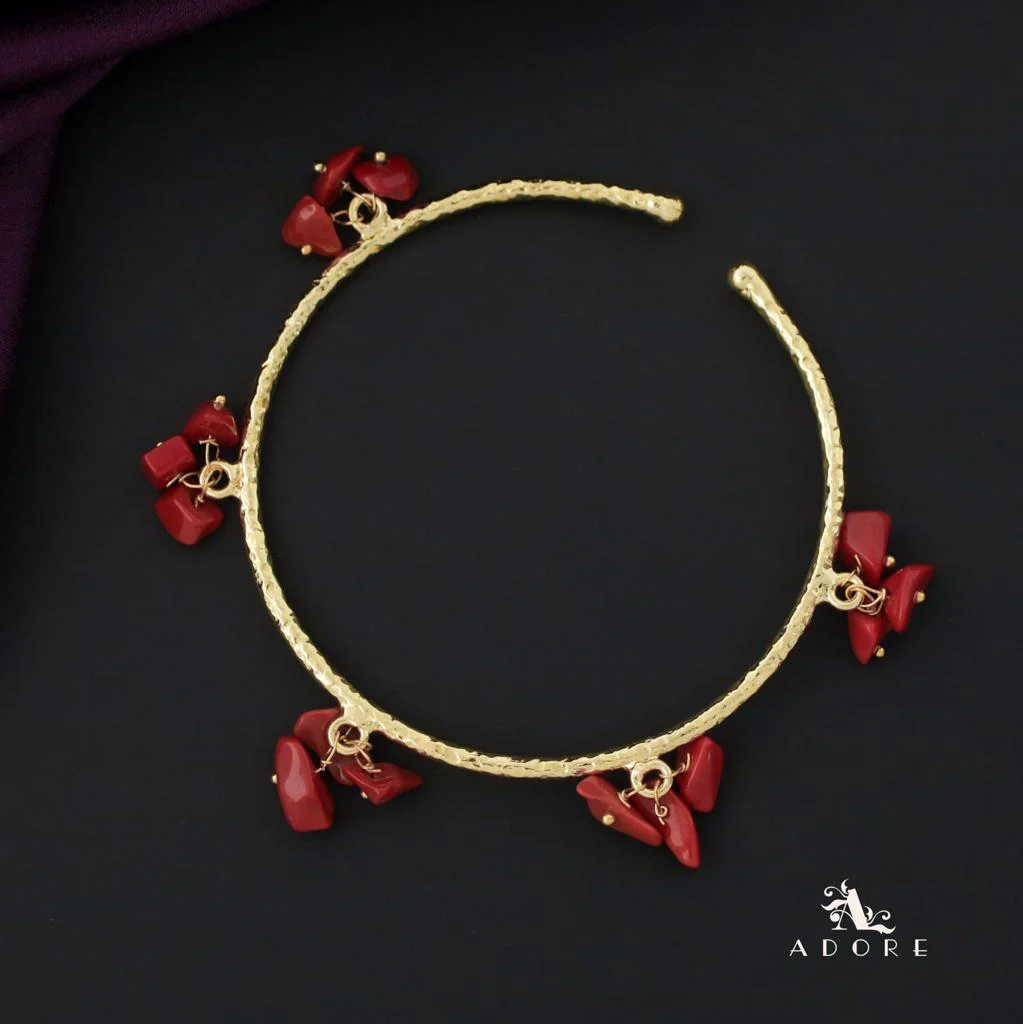 Golden Textured Cluster Stone Bangle - Image 16