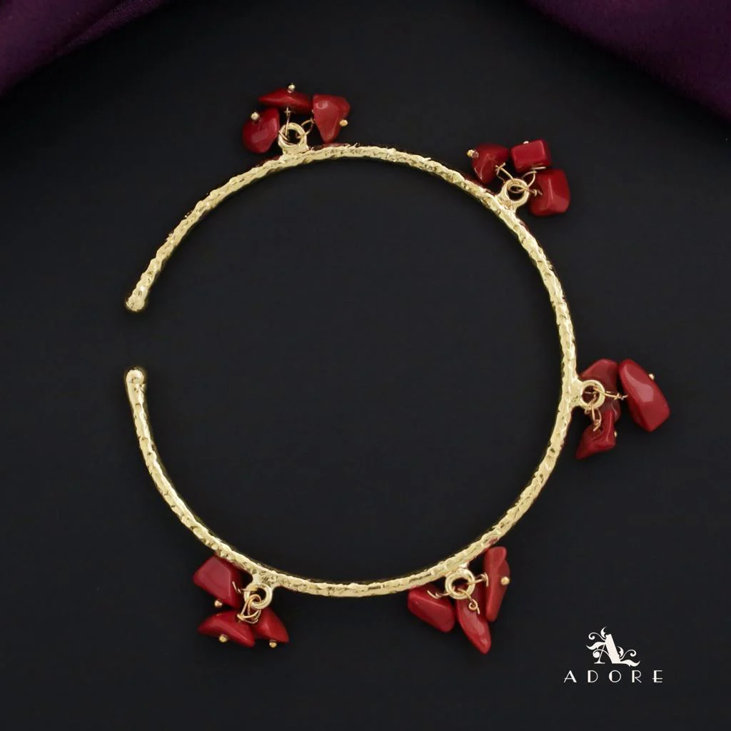 Golden Textured Cluster Stone Bangle - Image 17
