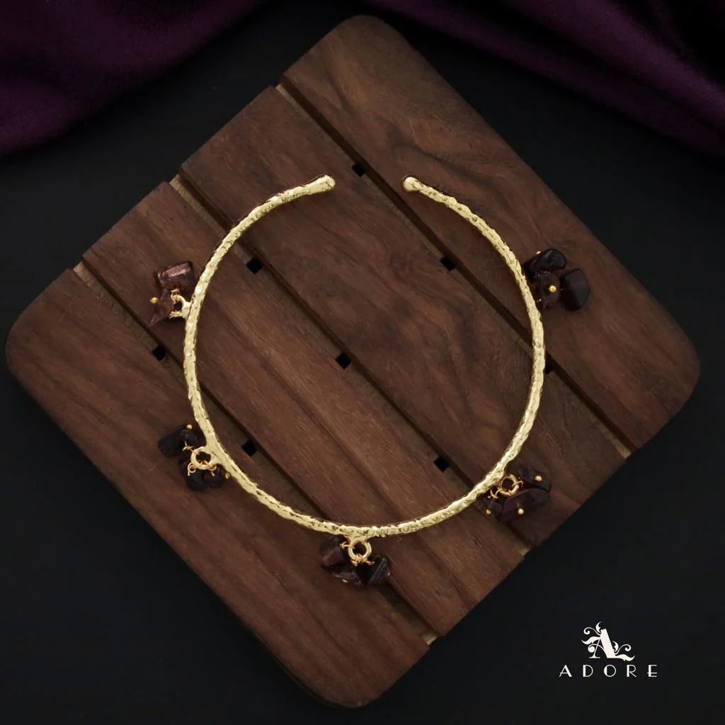 Golden Textured Cluster Stone Bangle - Image 18