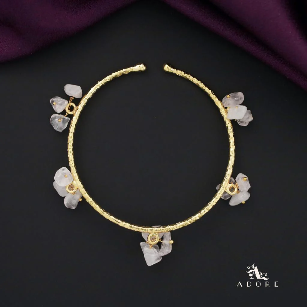 Golden Textured Cluster Stone Bangle - Image 19