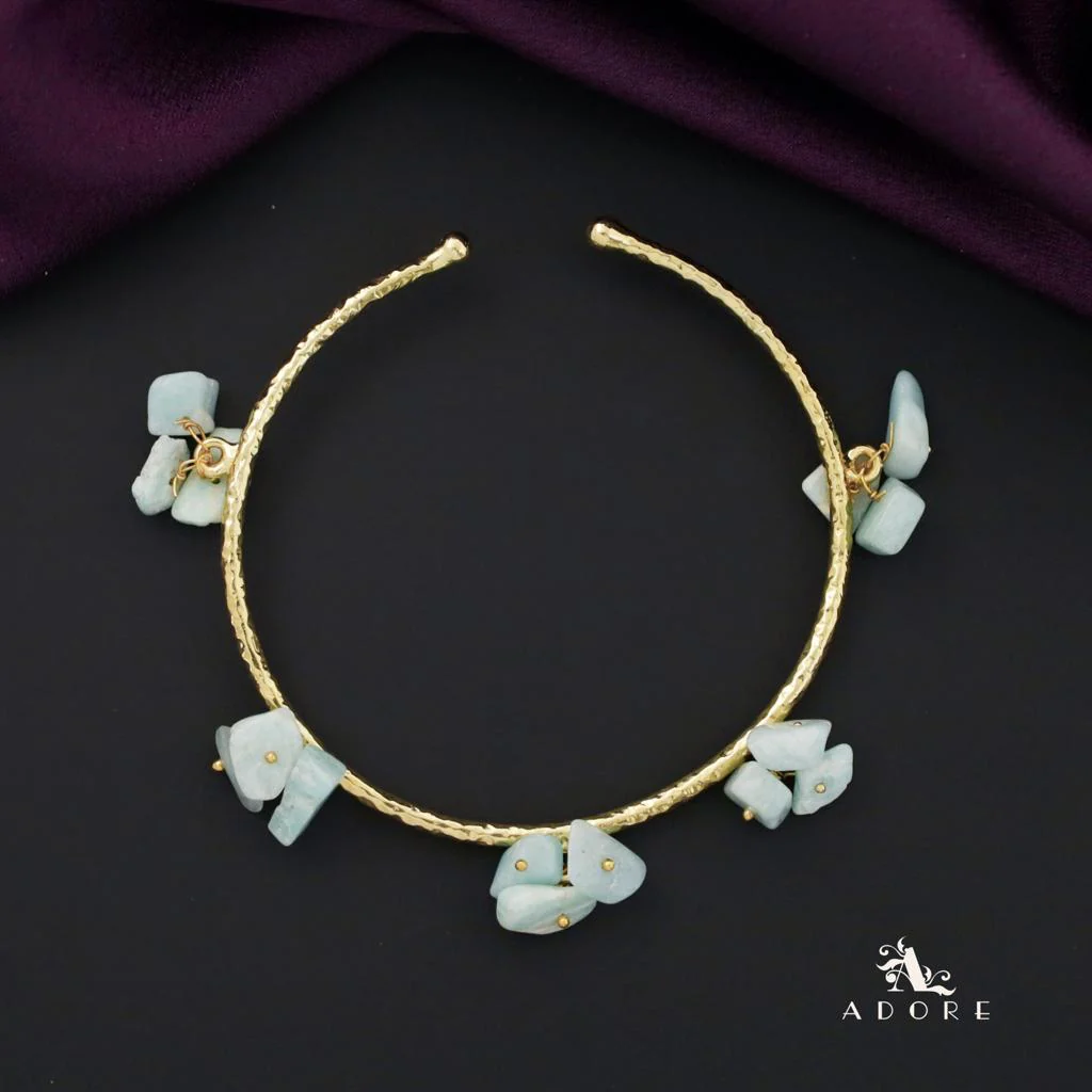Golden Textured Cluster Stone Bangle - Image 20