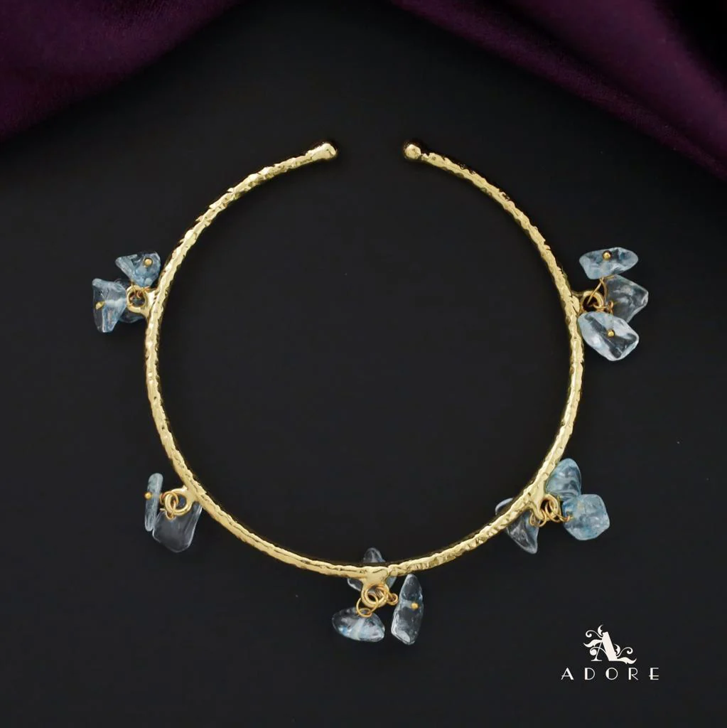 Golden Textured Cluster Stone Bangle - Image 21