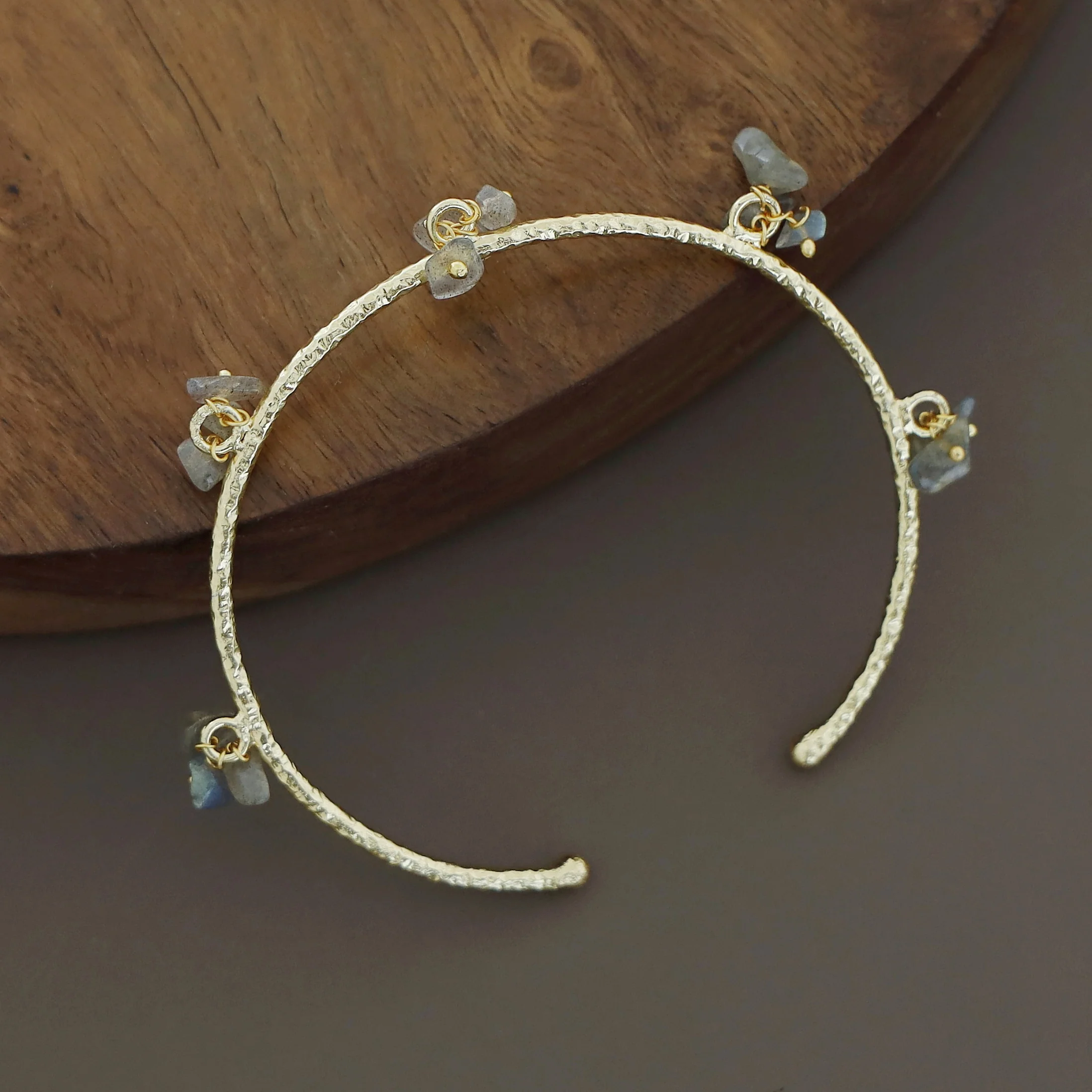 Golden Textured Cluster Stone Bangle - Image 22