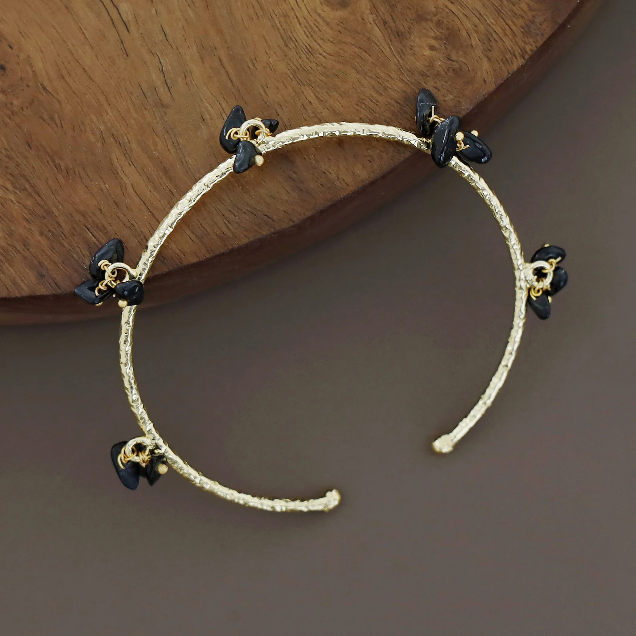 Golden Textured Cluster Stone Bangle - Image 24