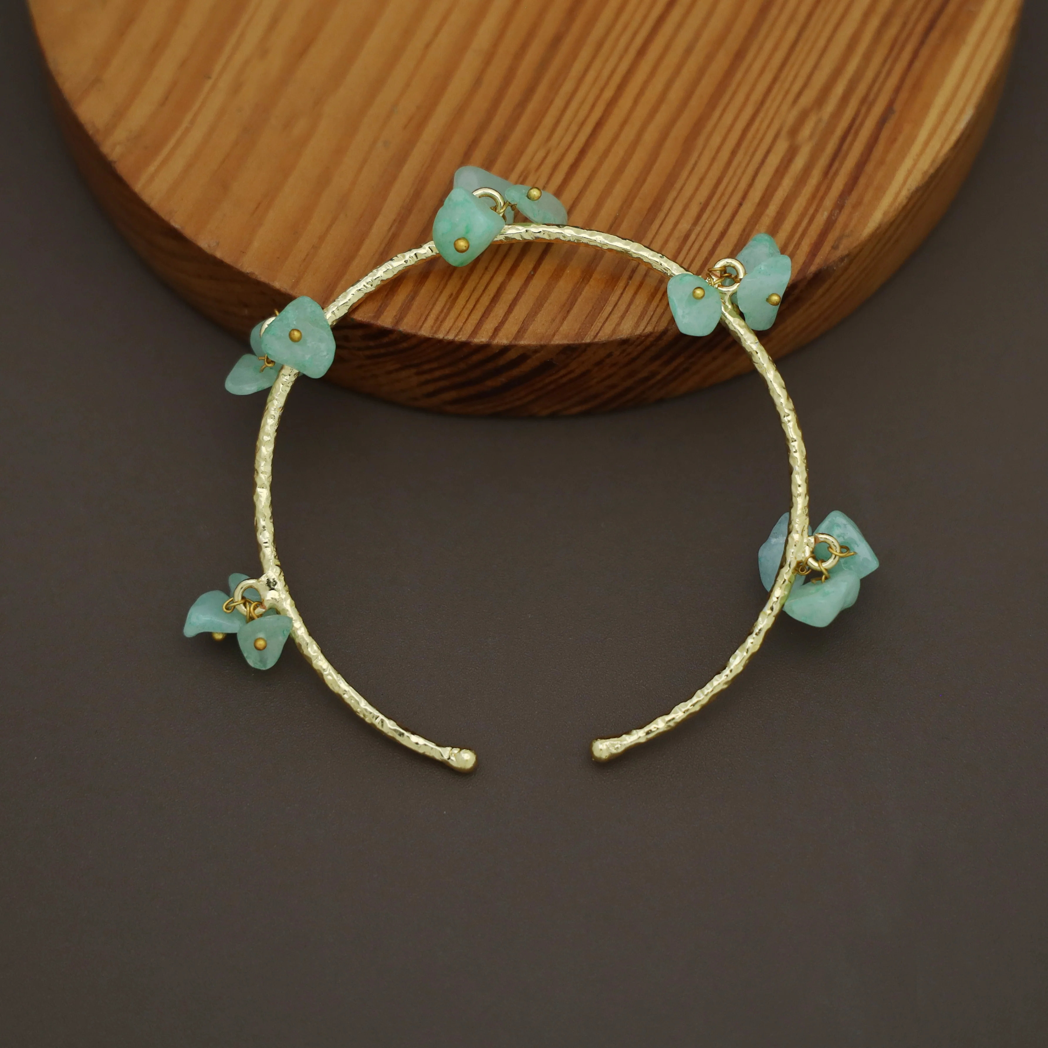 Golden Textured Cluster Stone Bangle - Image 26