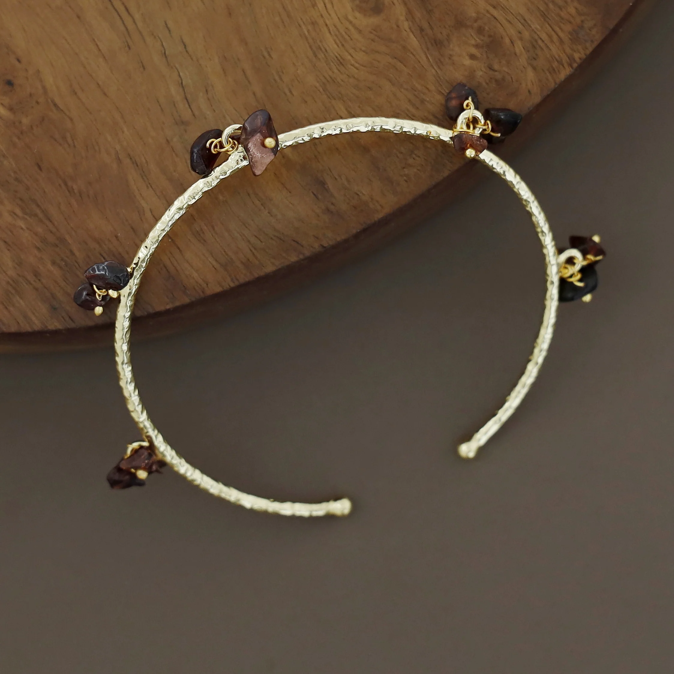 Golden Textured Cluster Stone Bangle - Image 3