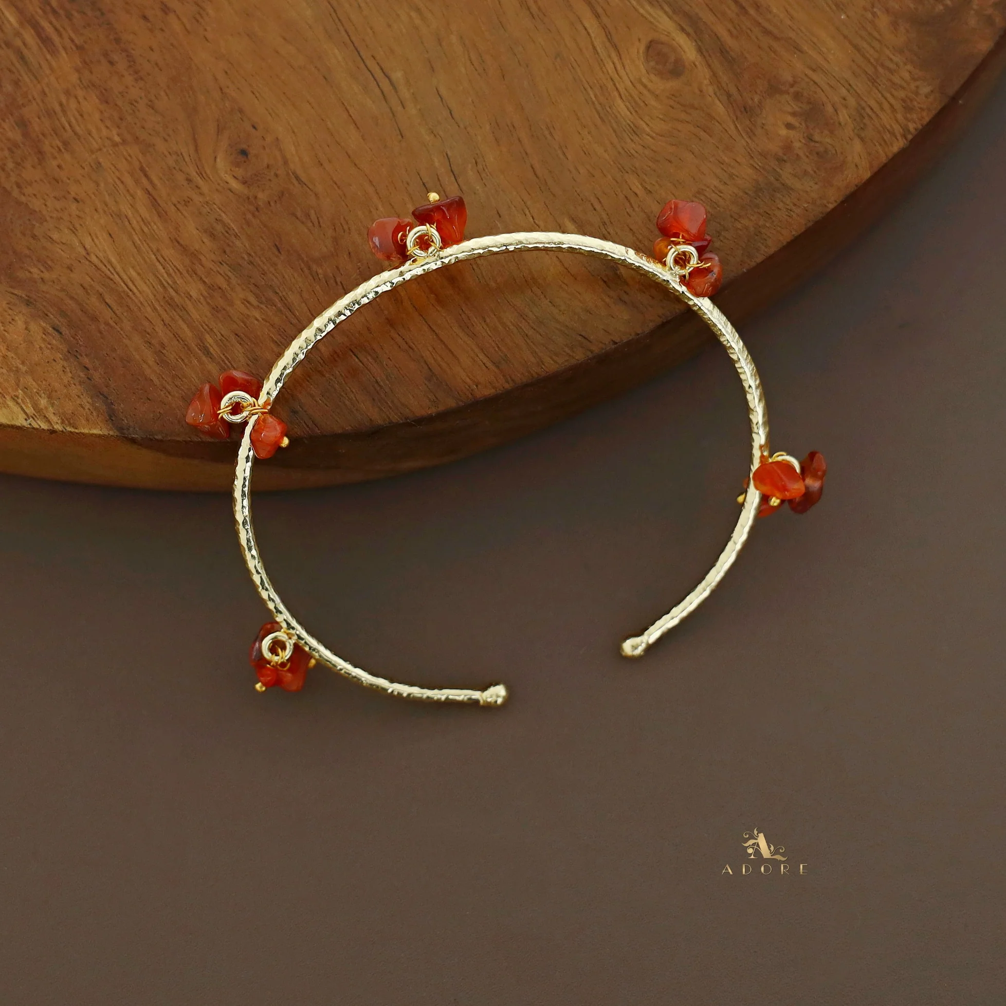 Golden Textured Cluster Stone Bangle - Image 6